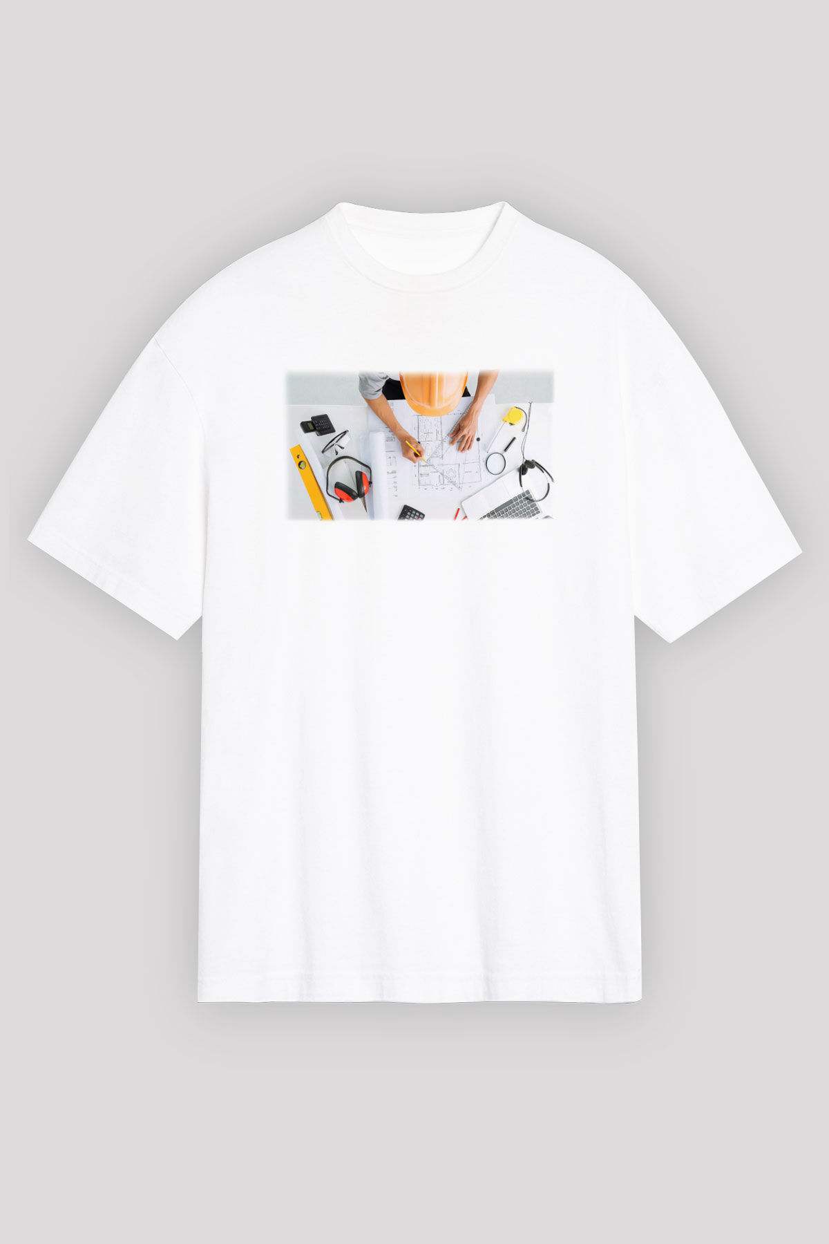 Mimar Beyaz Unisex Oversize Tişört T-Shirt