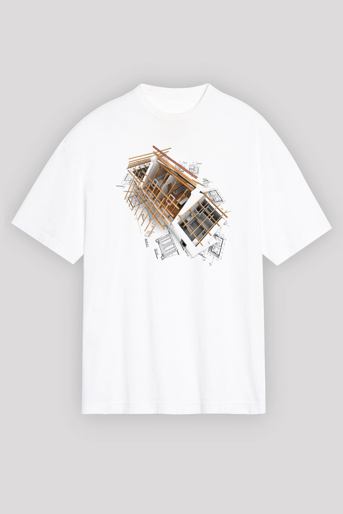 Mimar Beyaz Unisex Oversize Tişört T-Shirt