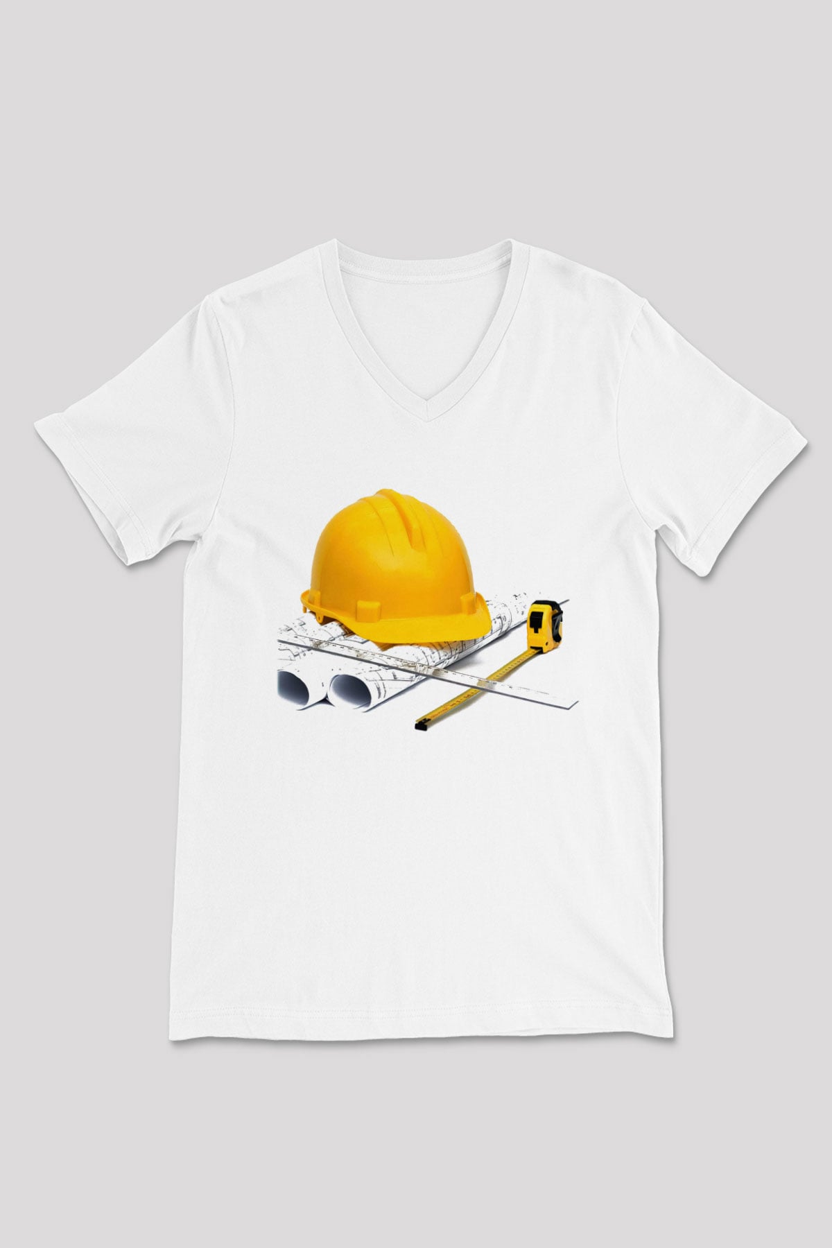 Mimar Beyaz Unisex V Yaka Tişört T-Shirt