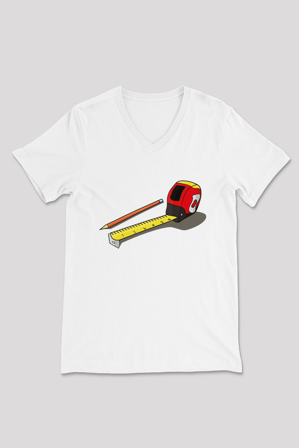 Mimar Beyaz Unisex V Yaka Tişört T-Shirt