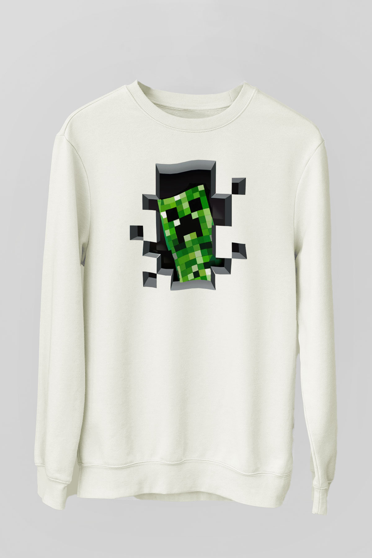 Minecraft Beyaz Unisex Sweatshirt
