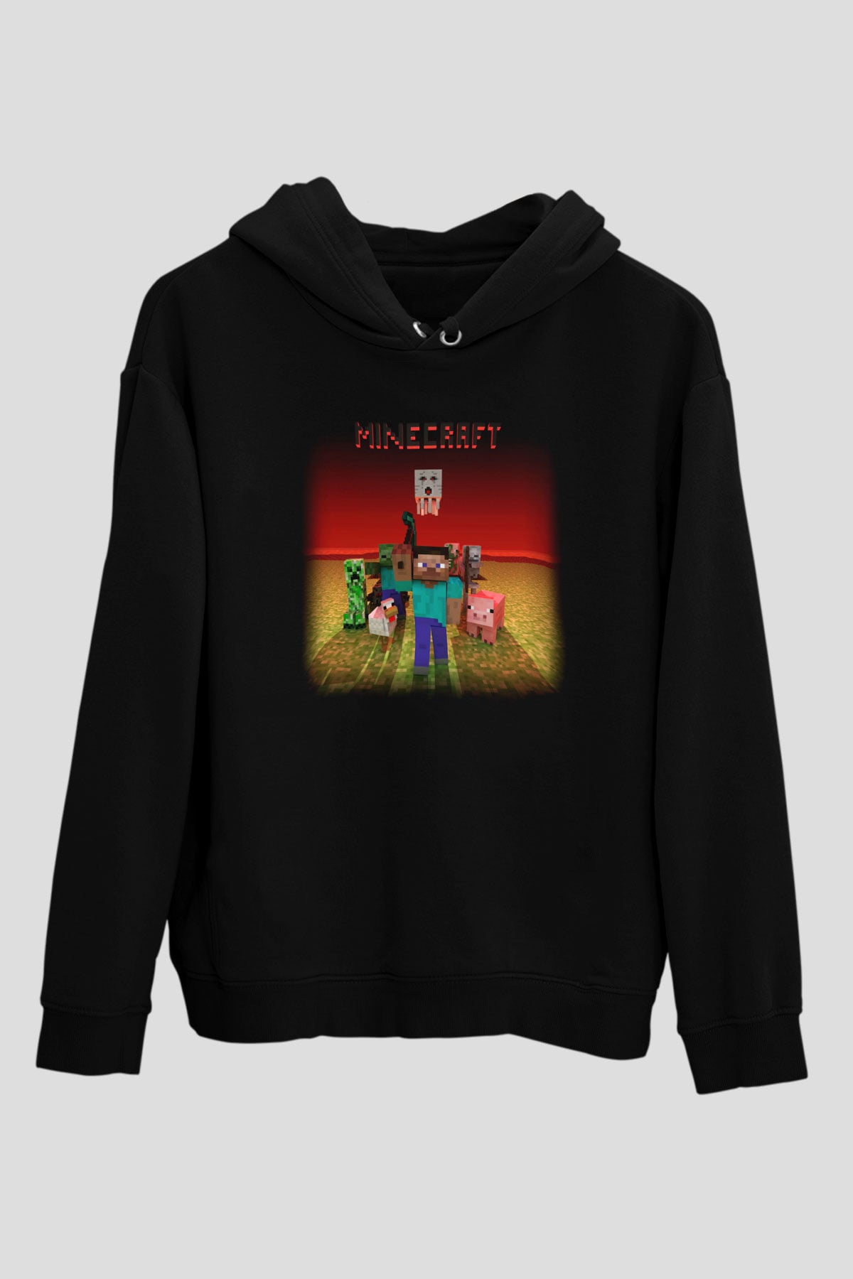 Minecraft Siyah Unisex Hoodie