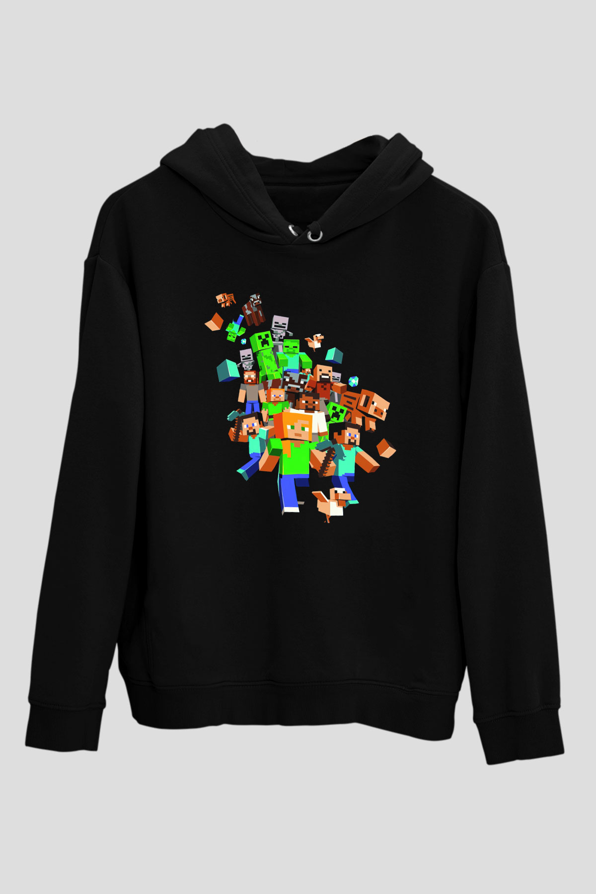Minecraft Siyah Unisex Hoodie