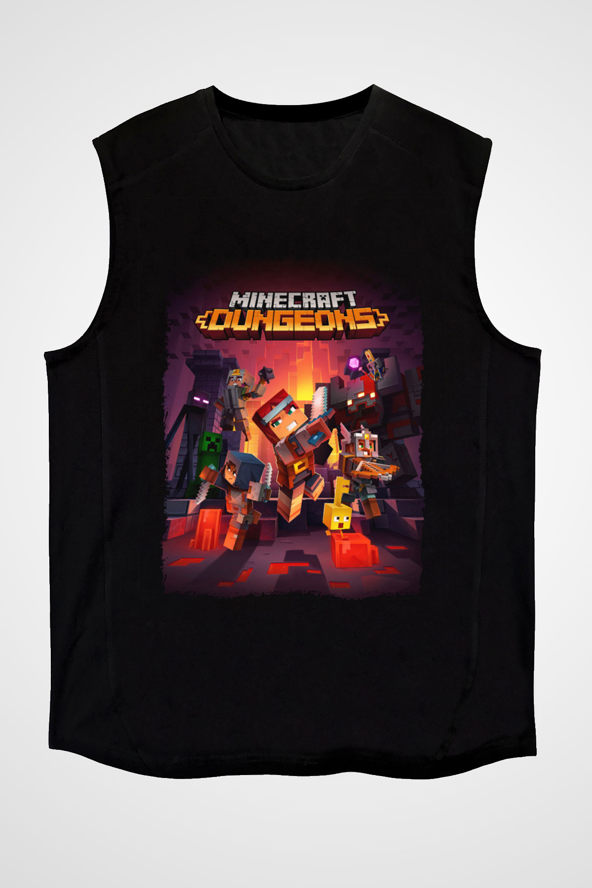 Minecraft Siyah Unisex  Kolsuz Tişört