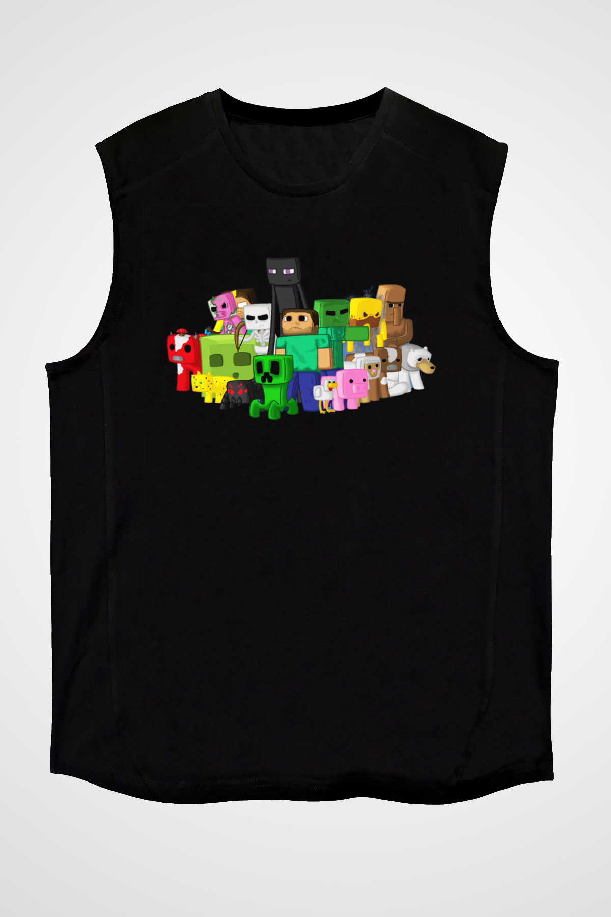 Minecraft Siyah Unisex Kolsuz Tişört