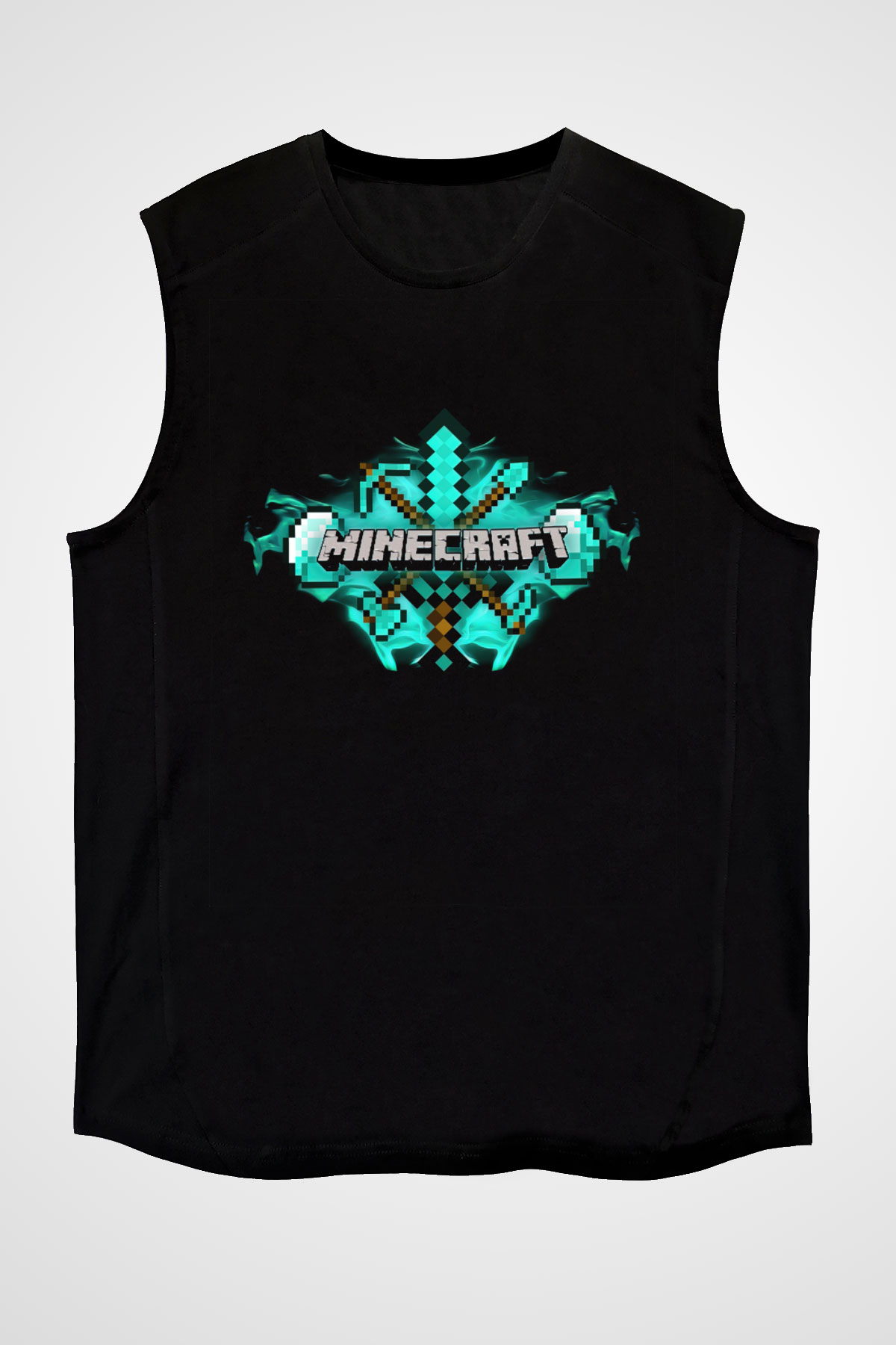 Minecraft Siyah Unisex Kolsuz Tişört