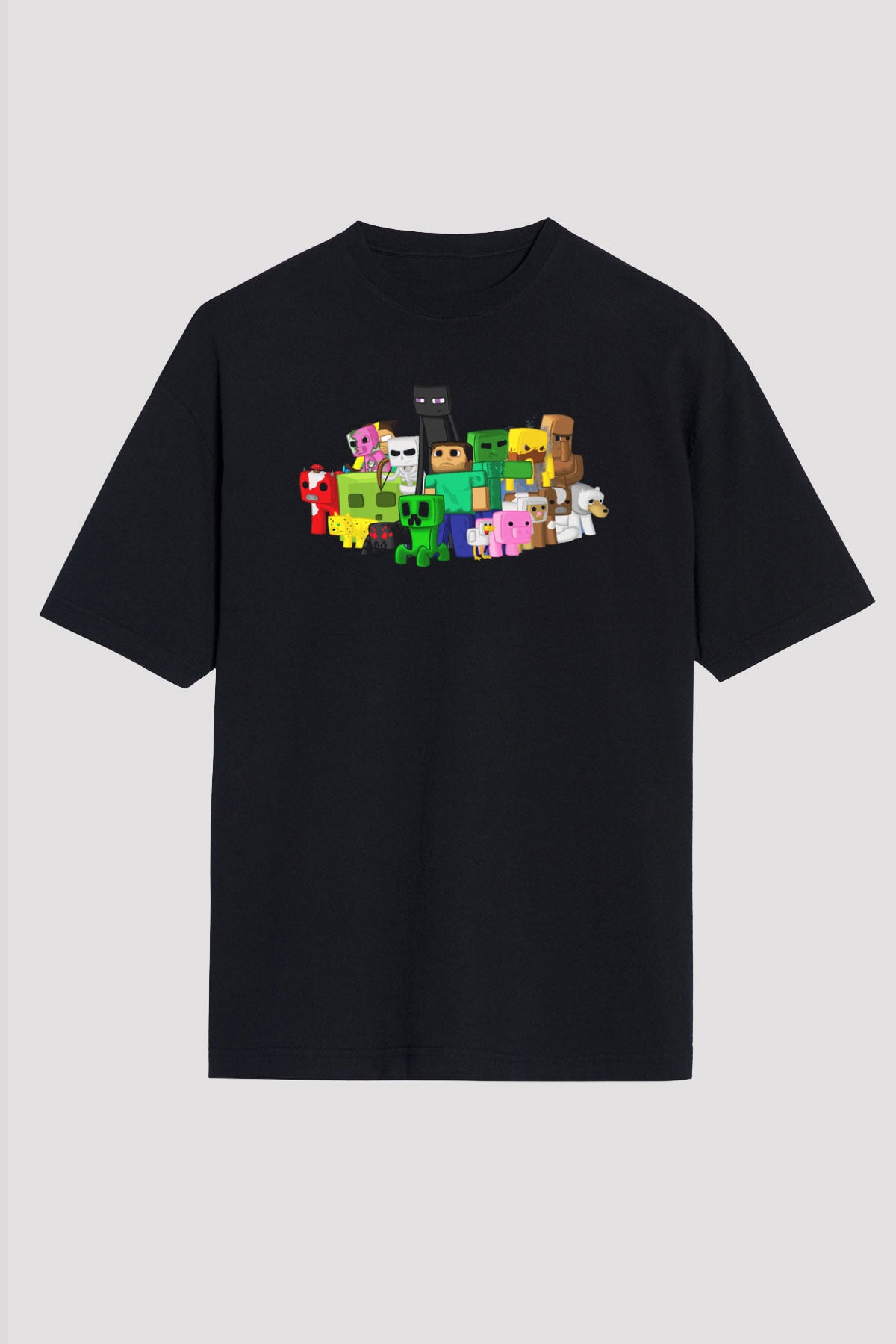 Minecraft Siyah Unisex Oversize Tişört