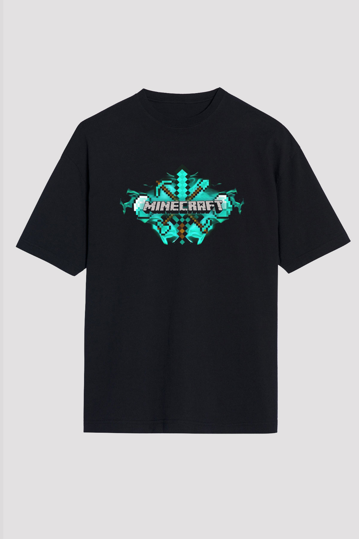Minecraft Siyah Unisex Oversize Tişört