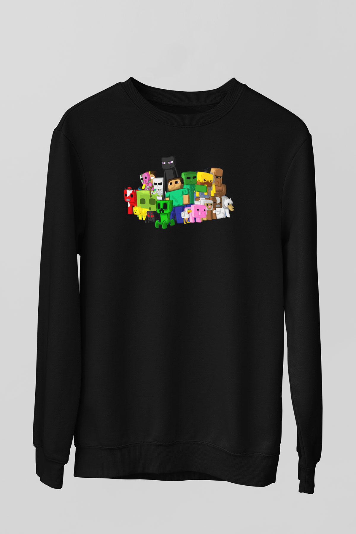 Minecraft Siyah Unisex Sweatshirt