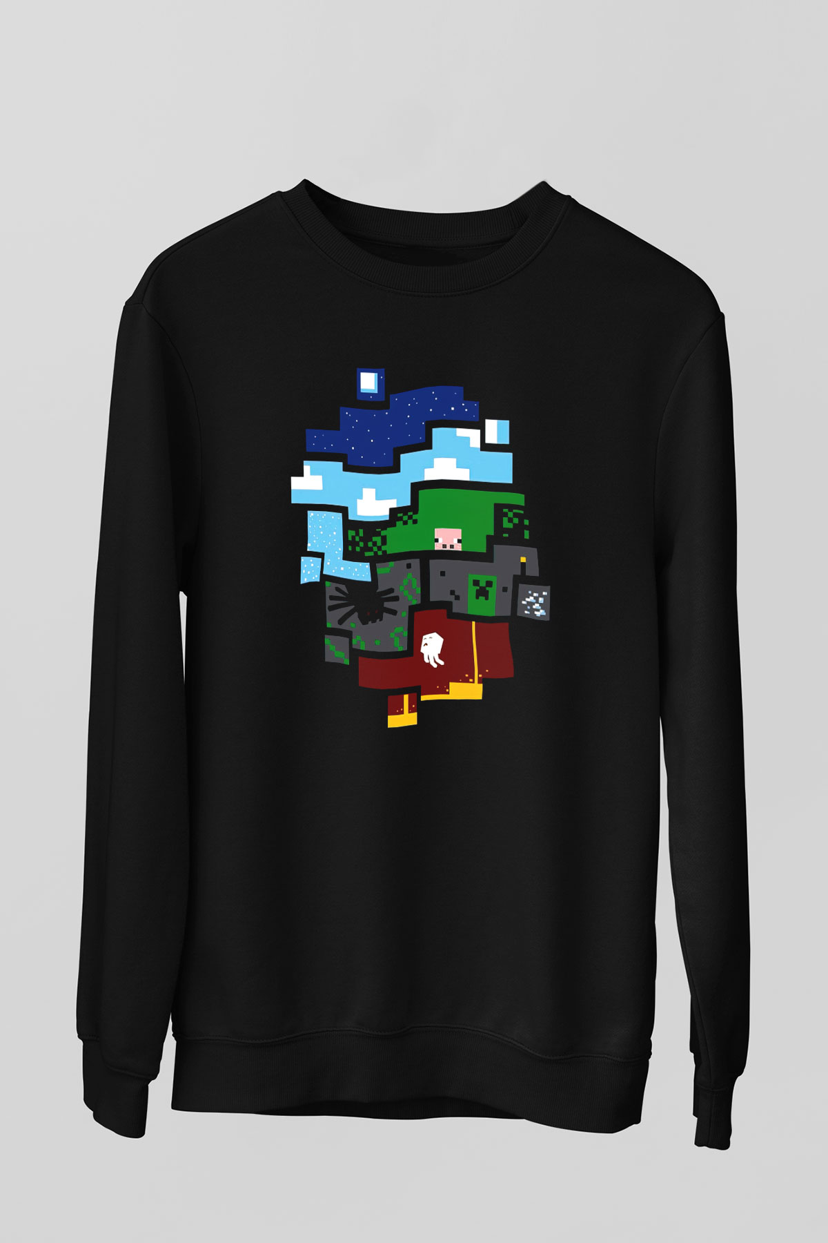 Minecraft Siyah Unisex Sweatshirt
