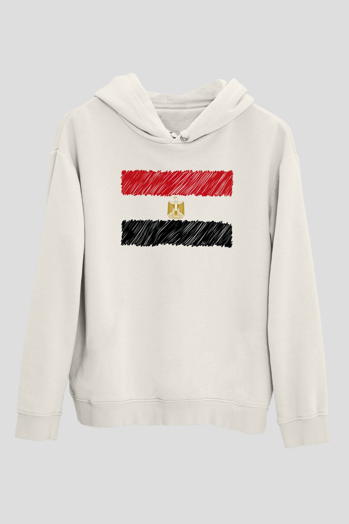 Mısır Beyaz Unisex Kapşonlu Sweatshirt