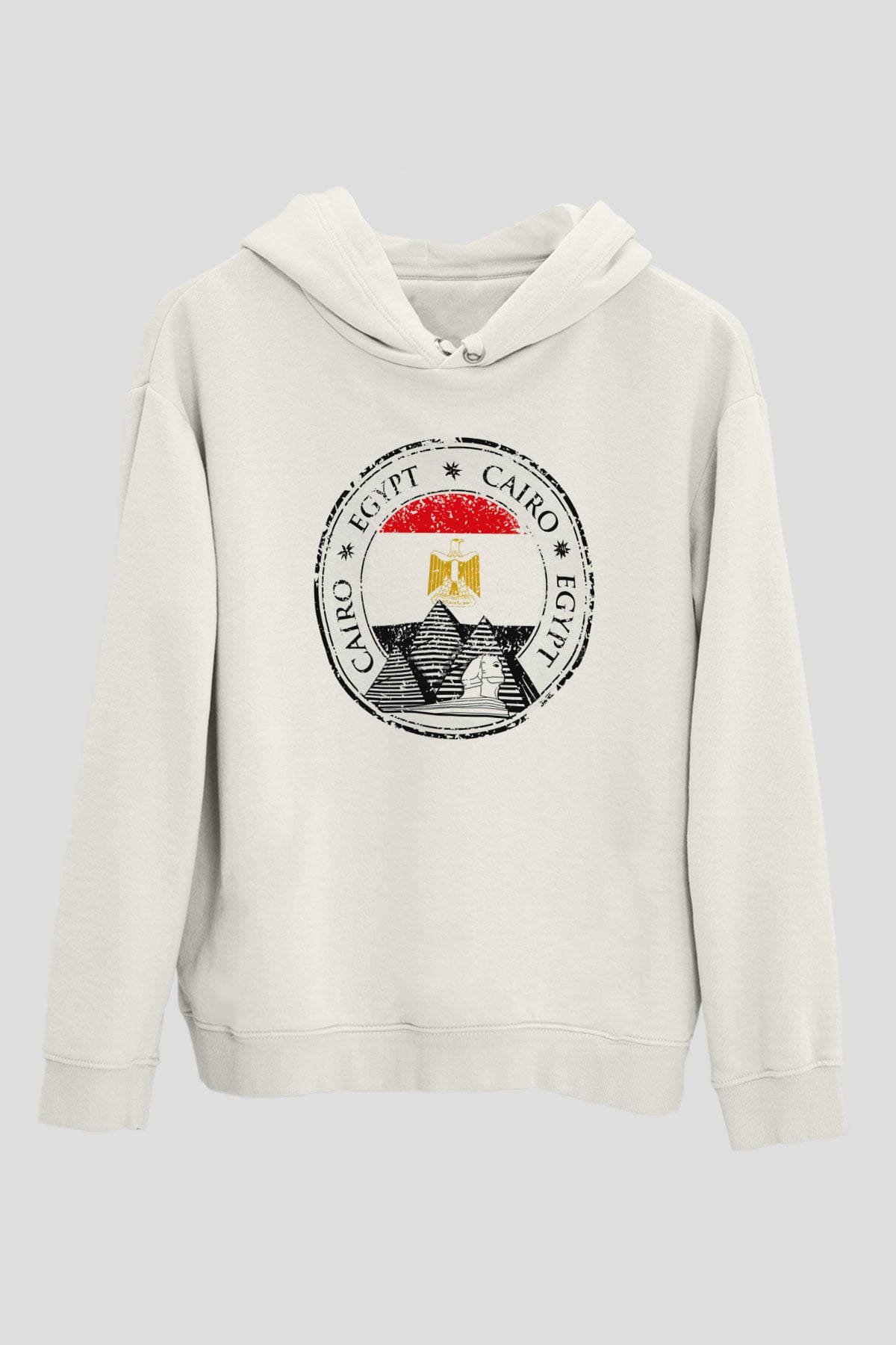 Mısır Beyaz Unisex Kapşonlu Sweatshirt