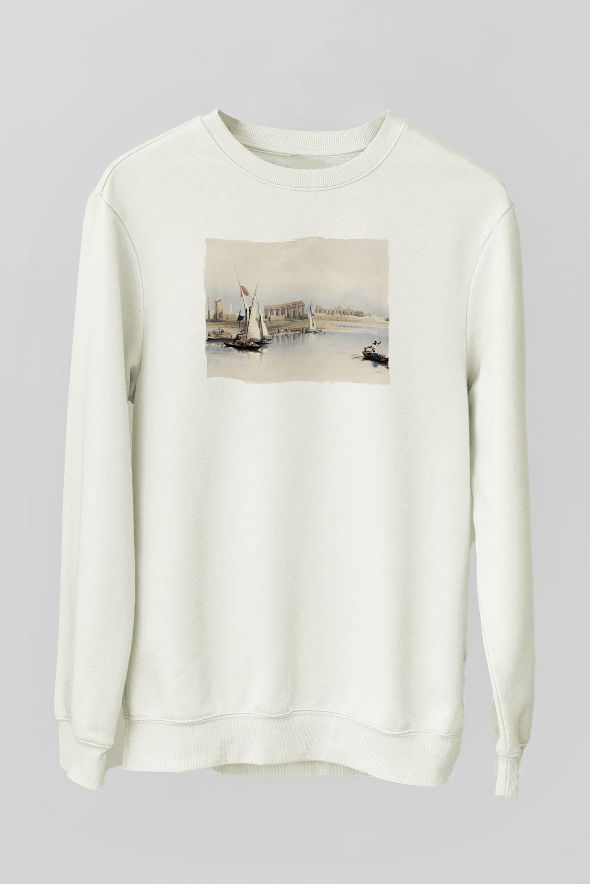 Mısır Harabeleri Beyaz Unisex Sweatshirt