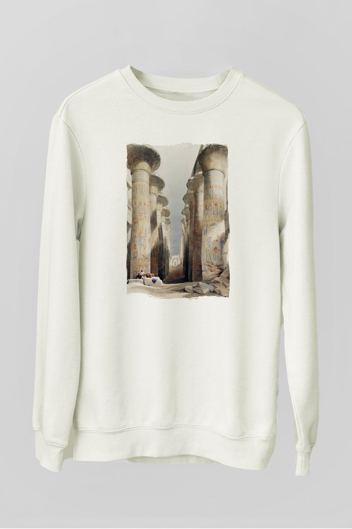 Mısır Harabeleri Beyaz Unisex Sweatshirt