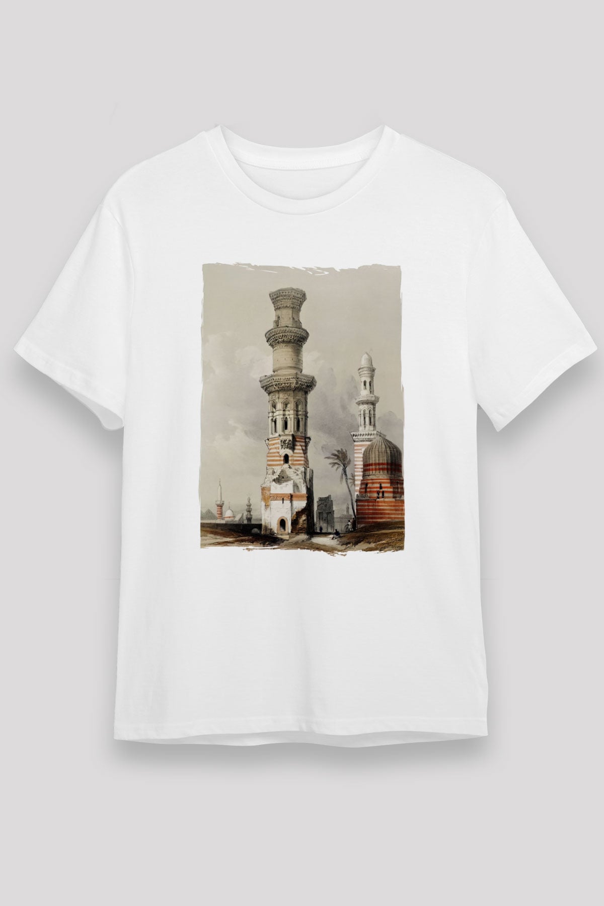 Mısır Harabeleri Beyaz Unisex Tişört T-Shirt - TişörtFabrikası