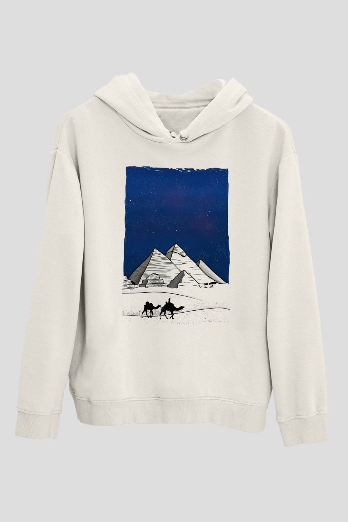 Mısır Piramitleri Beyaz Unisex Hoodie