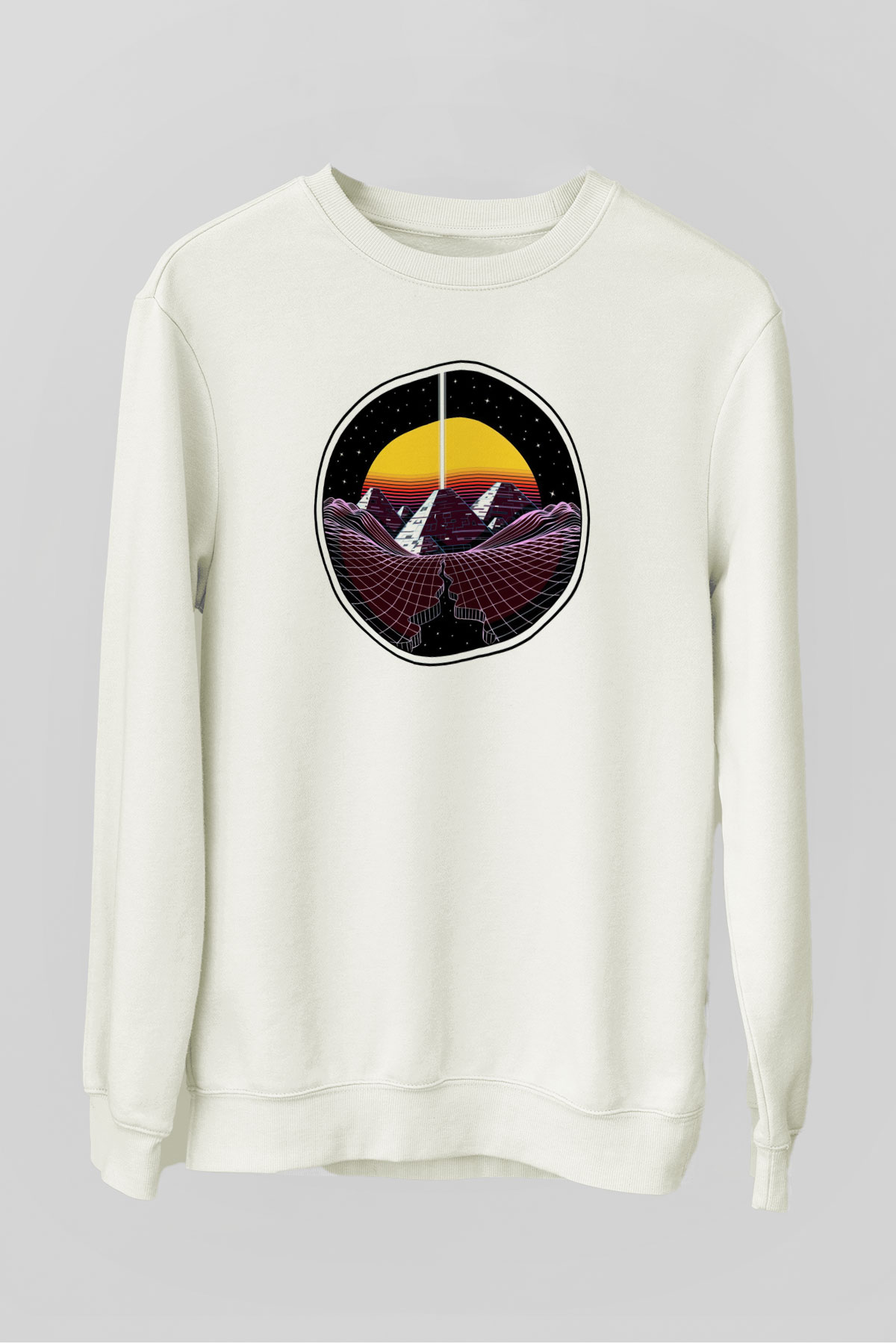 Mısır Piramitleri Beyaz Unisex Sweatshirt