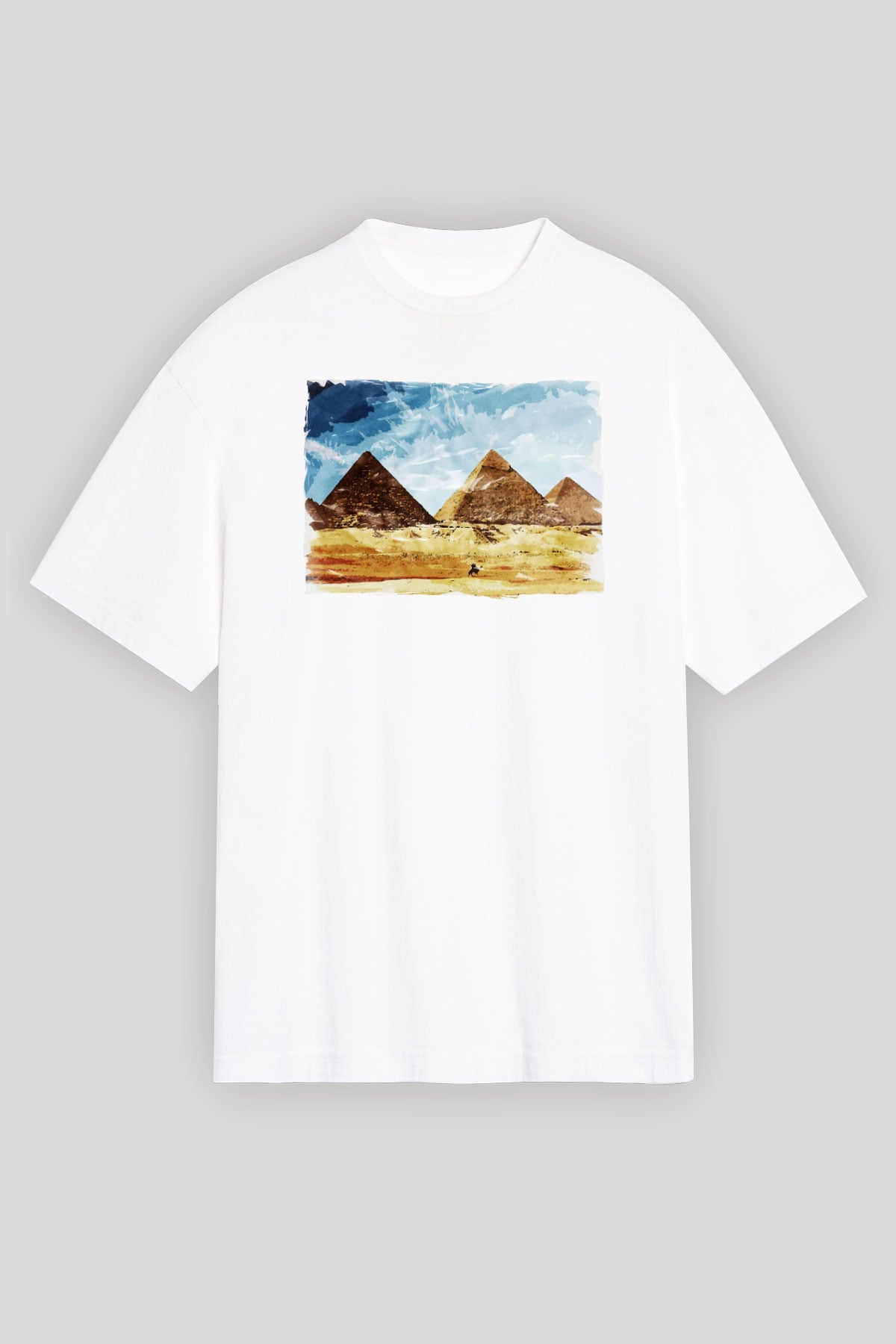 Mısır Piramitleri Beyaz Unisex Tişört T-Shirt - TişörtFabrikası