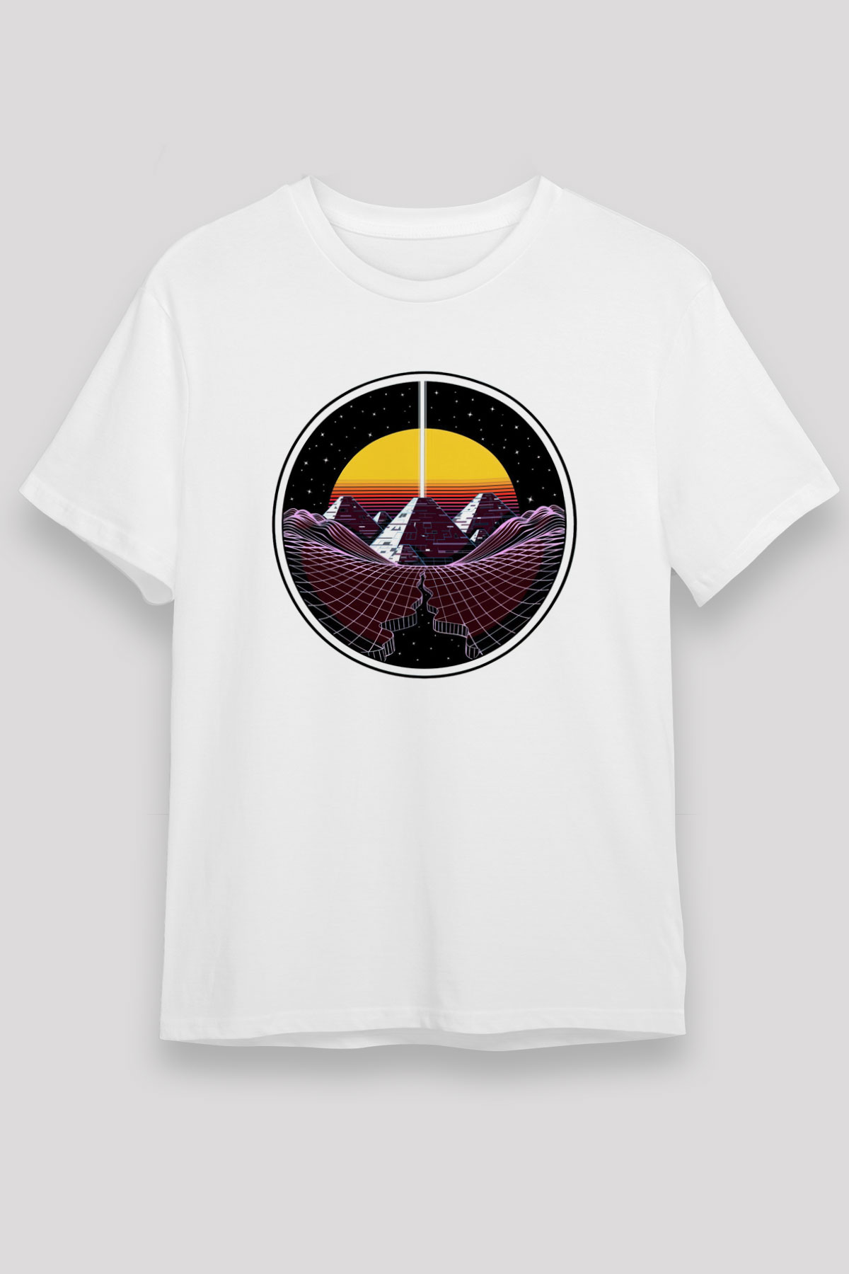 Mısır Piramitleri Beyaz Unisex Tişört T-Shirt - TişörtFabrikası