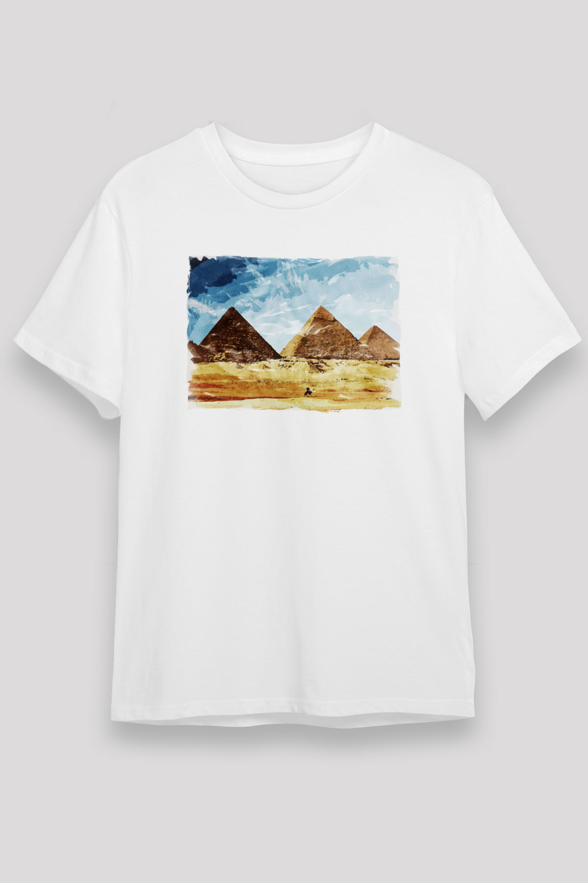 Mısır Piramitleri Beyaz Unisex Tişört T-Shirt - TişörtFabrikası