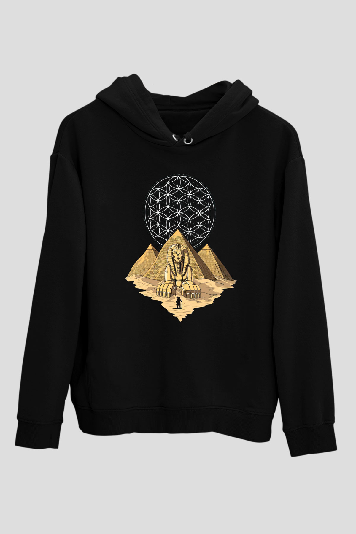 Mısır Piramitleri Siyah Unisex Hoodie