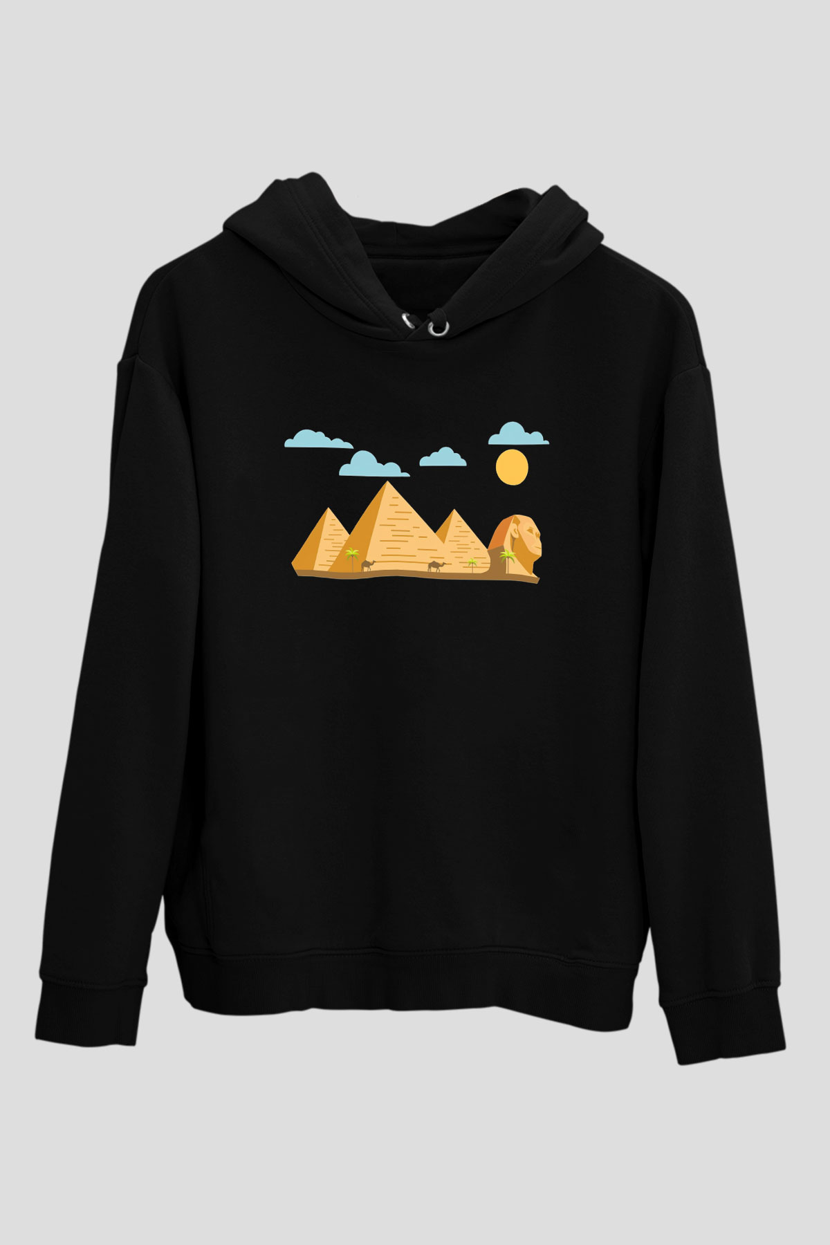 Mısır Piramitleri Siyah Unisex Hoodie