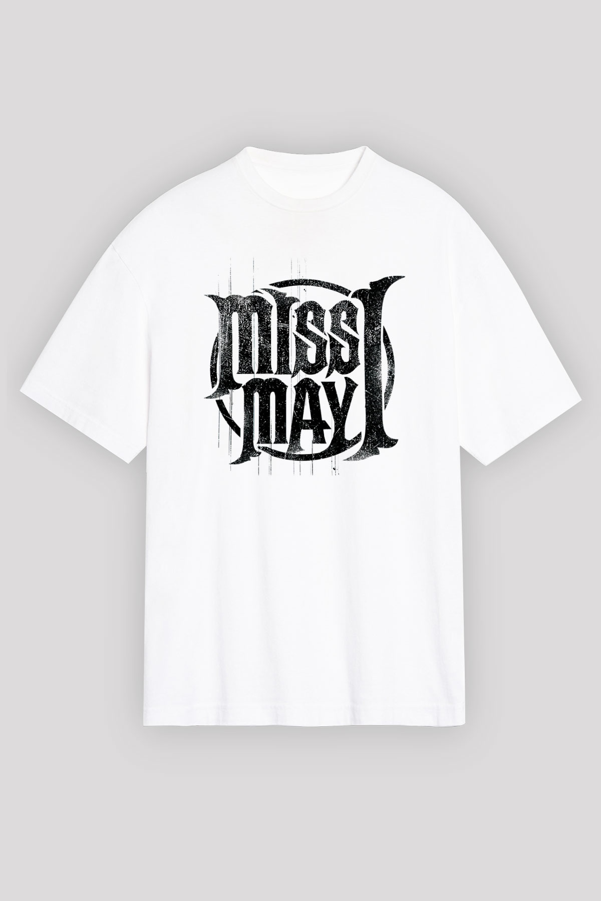 Miss May I Beyaz Unisex Oversize Tişört T-Shirt
