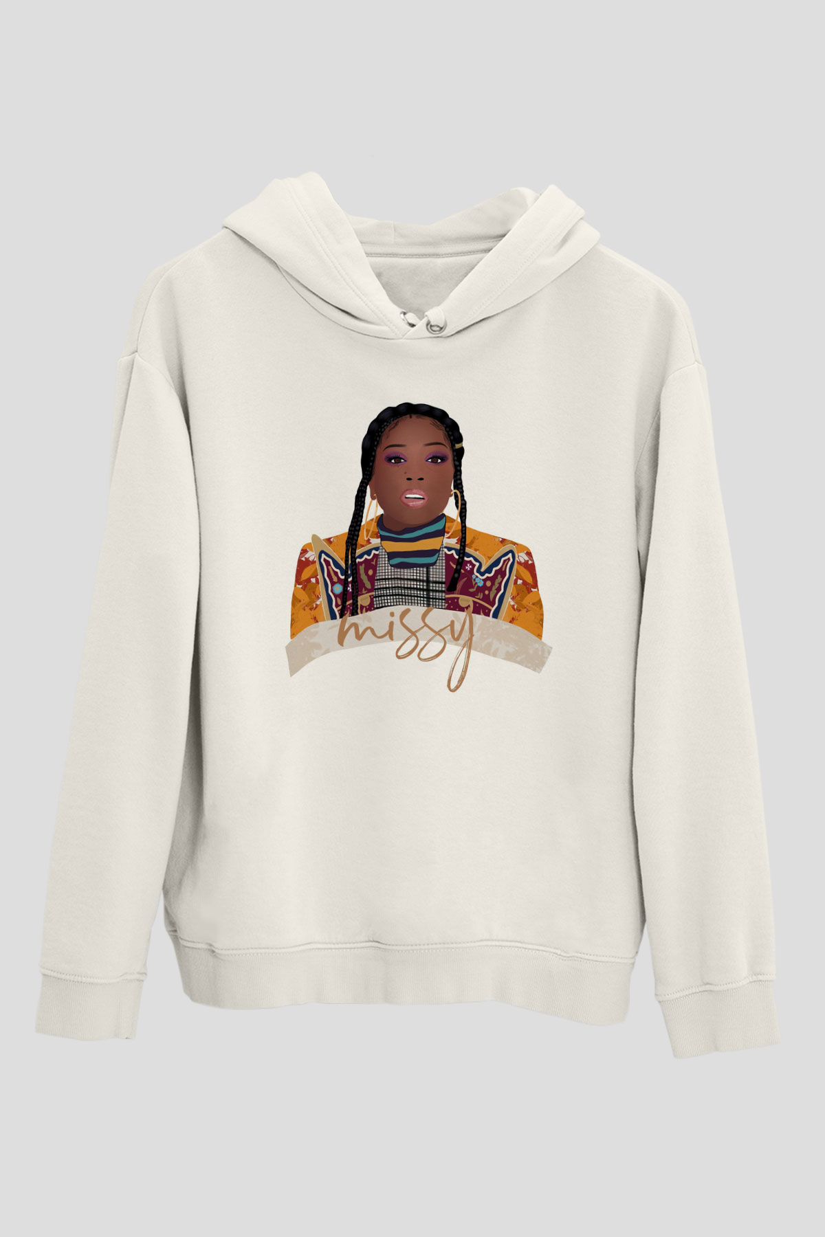 Missy Elliott Beyaz Unisex Kapüşonlu Sweatshirt