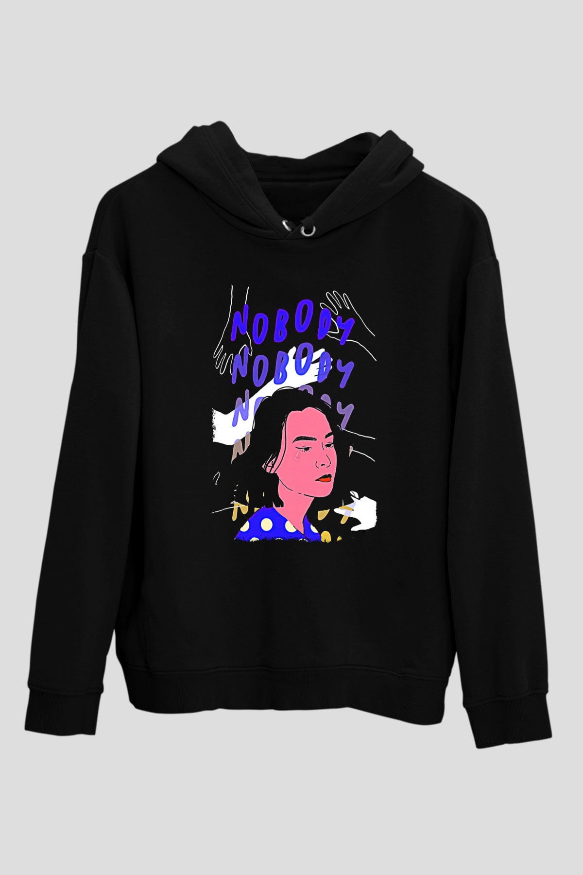 Mitski Baskılı Baskılı Unisex Siyah Hoodie