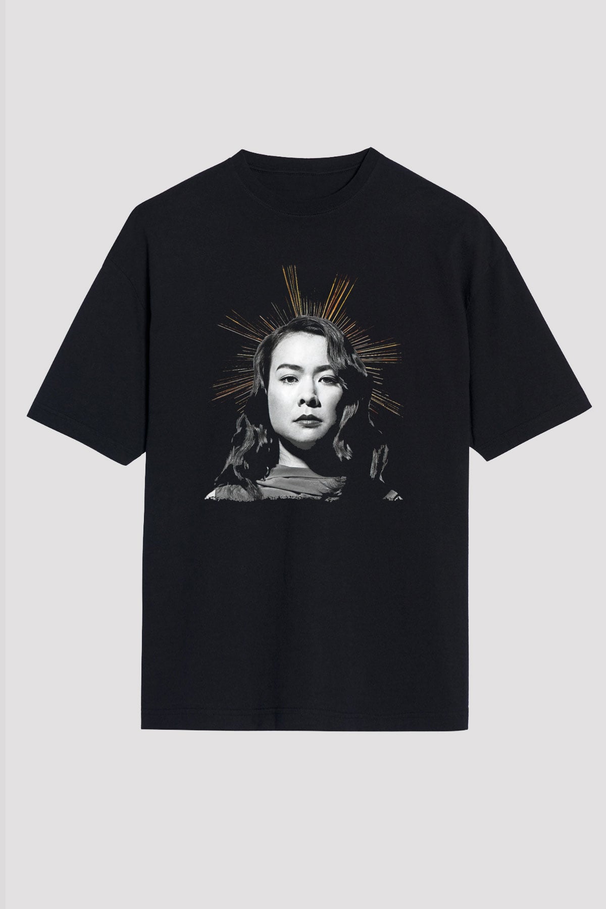 Mitski Baskılı Baskılı Unisex Siyah Oversize Tişört - Tshirt