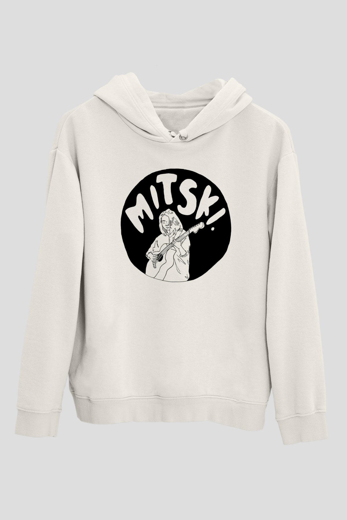 Mitski Baskılı Beyaz Unisex Kapüşonlu Sweatshirt