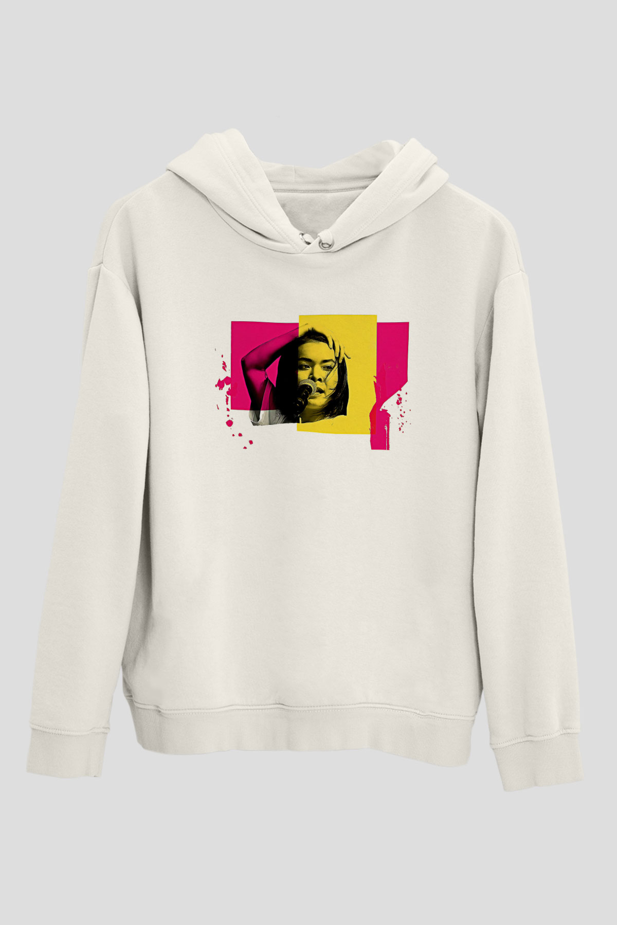 Mitski Baskılı Beyaz Unisex Kapüşonlu Sweatshirt