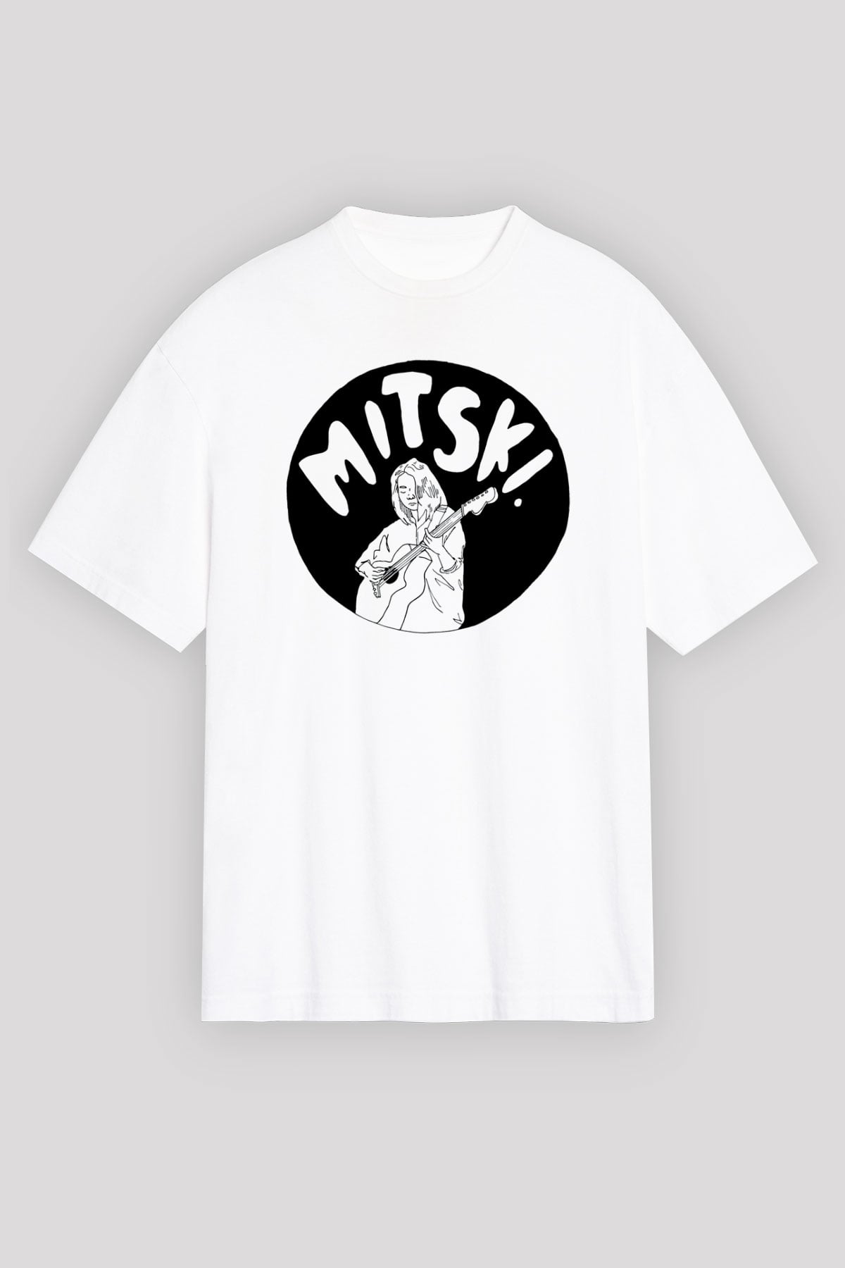 Mitski Baskılı Beyaz Unisex Oversize Tişört - Tshirt