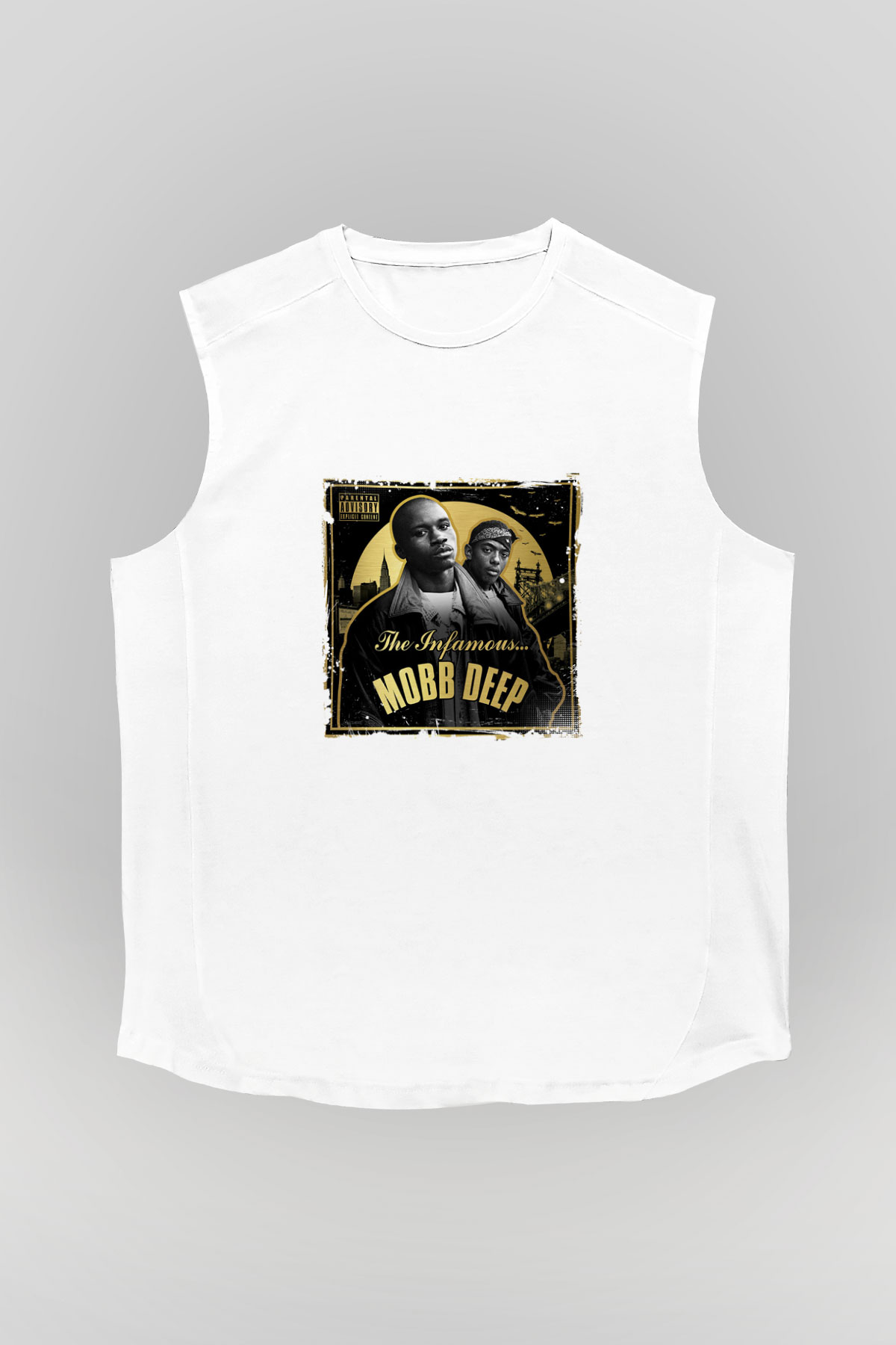 Mobb Deep Baskılı Unisex Beyaz Kolsuz Tişört