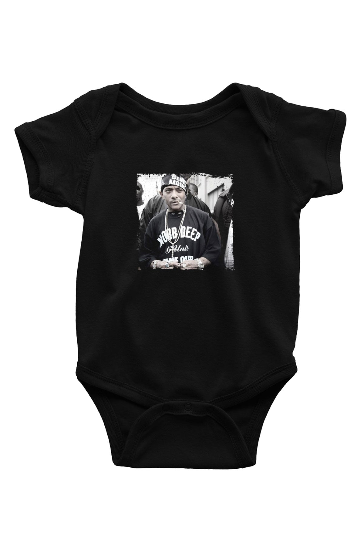 Mobb Deep Baskılı Unisex Siyah Bebek Body - Zıbın