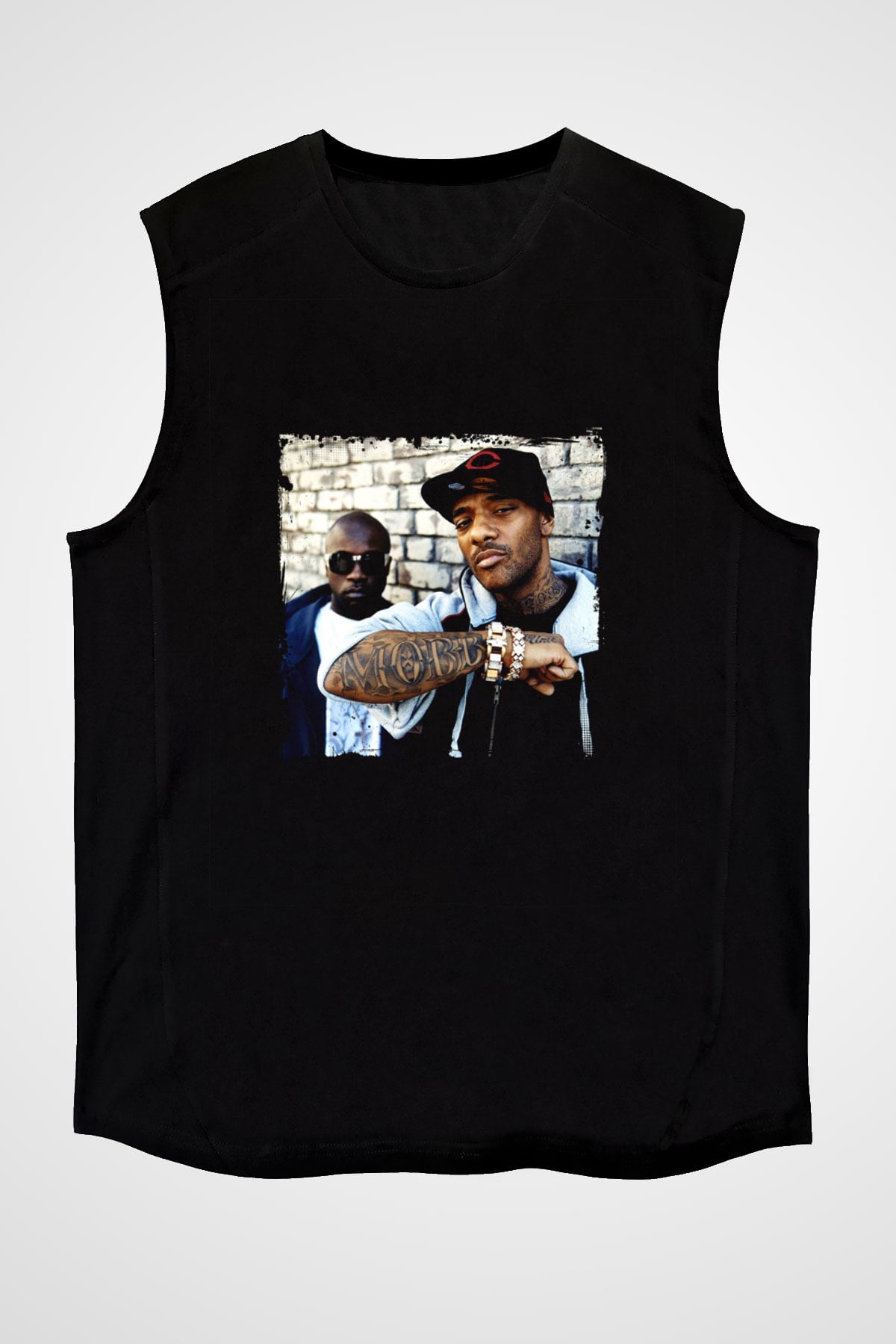 Mobb Deep Baskılı Unisex Siyah Kolsuz Tişört