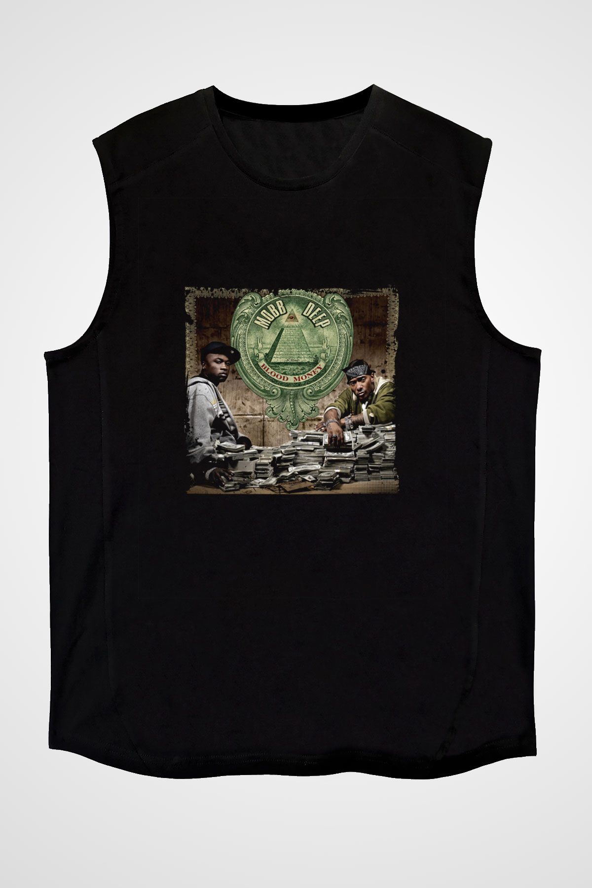 Mobb Deep Baskılı Unisex Siyah Kolsuz Tişört