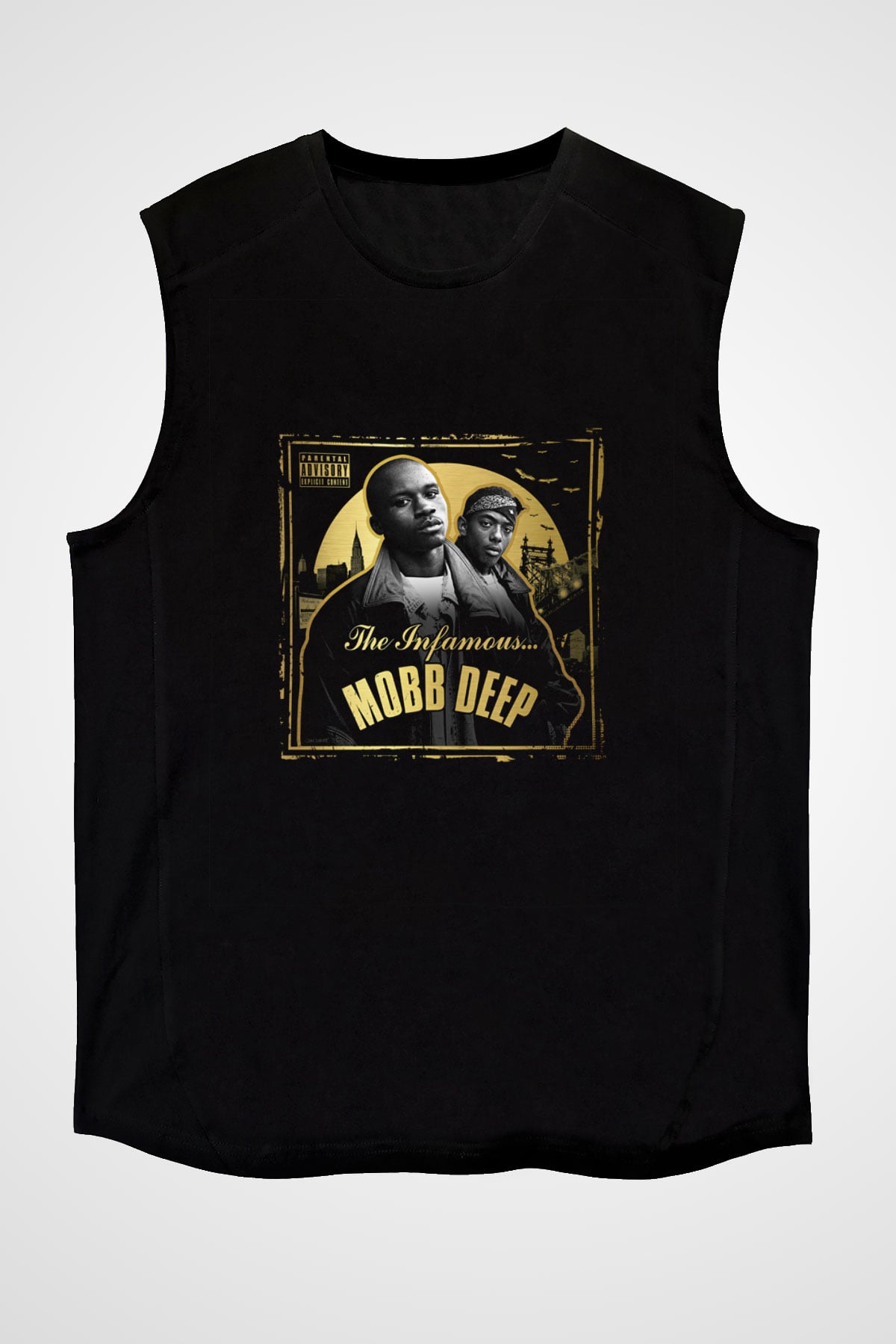 Mobb Deep Baskılı Unisex Siyah Kolsuz Tişört