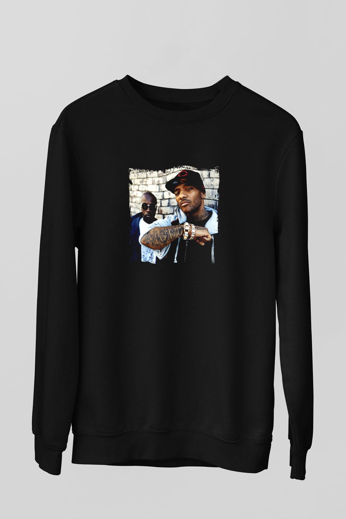 Mobb Deep Baskılı Unisex Siyah Sweatshirt
