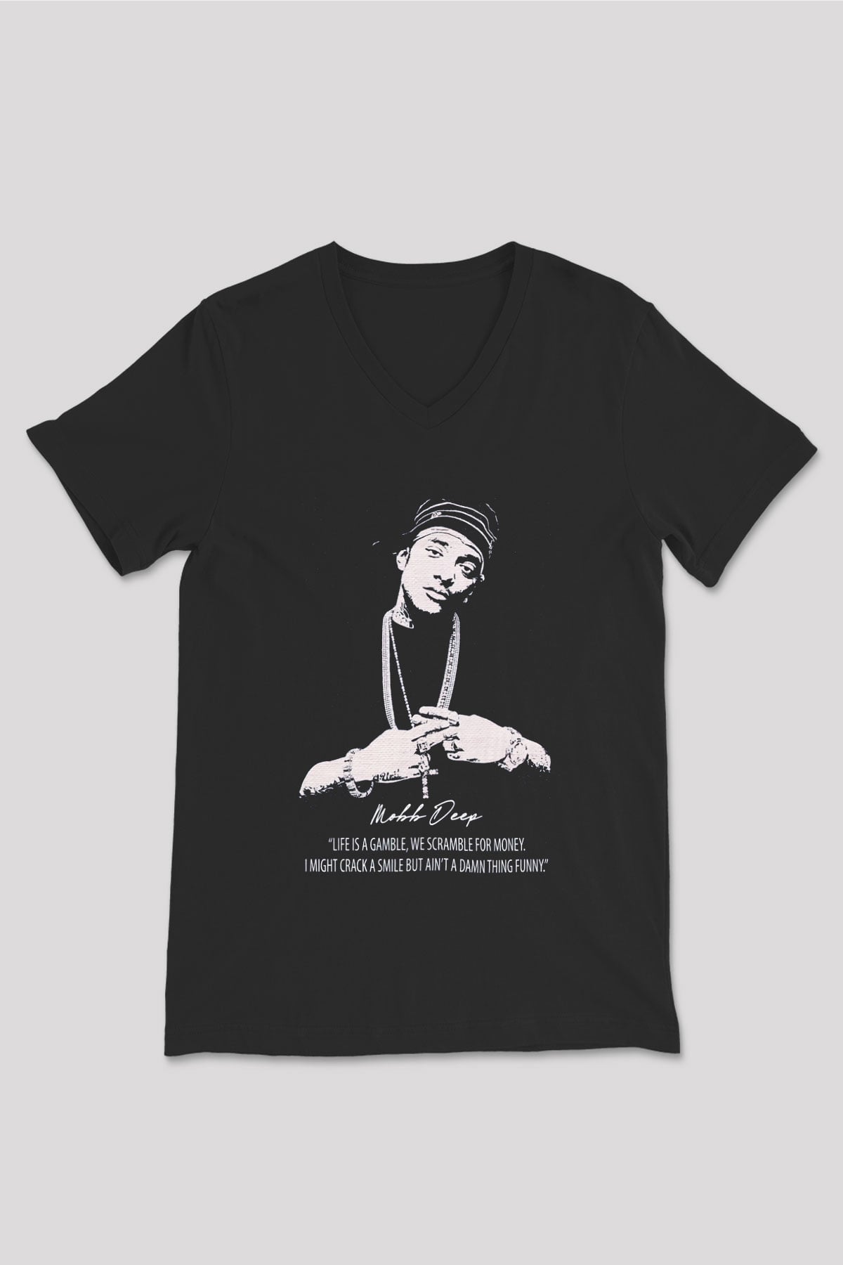 Mobb Deep Siyah Unisex V Yaka Tişört
