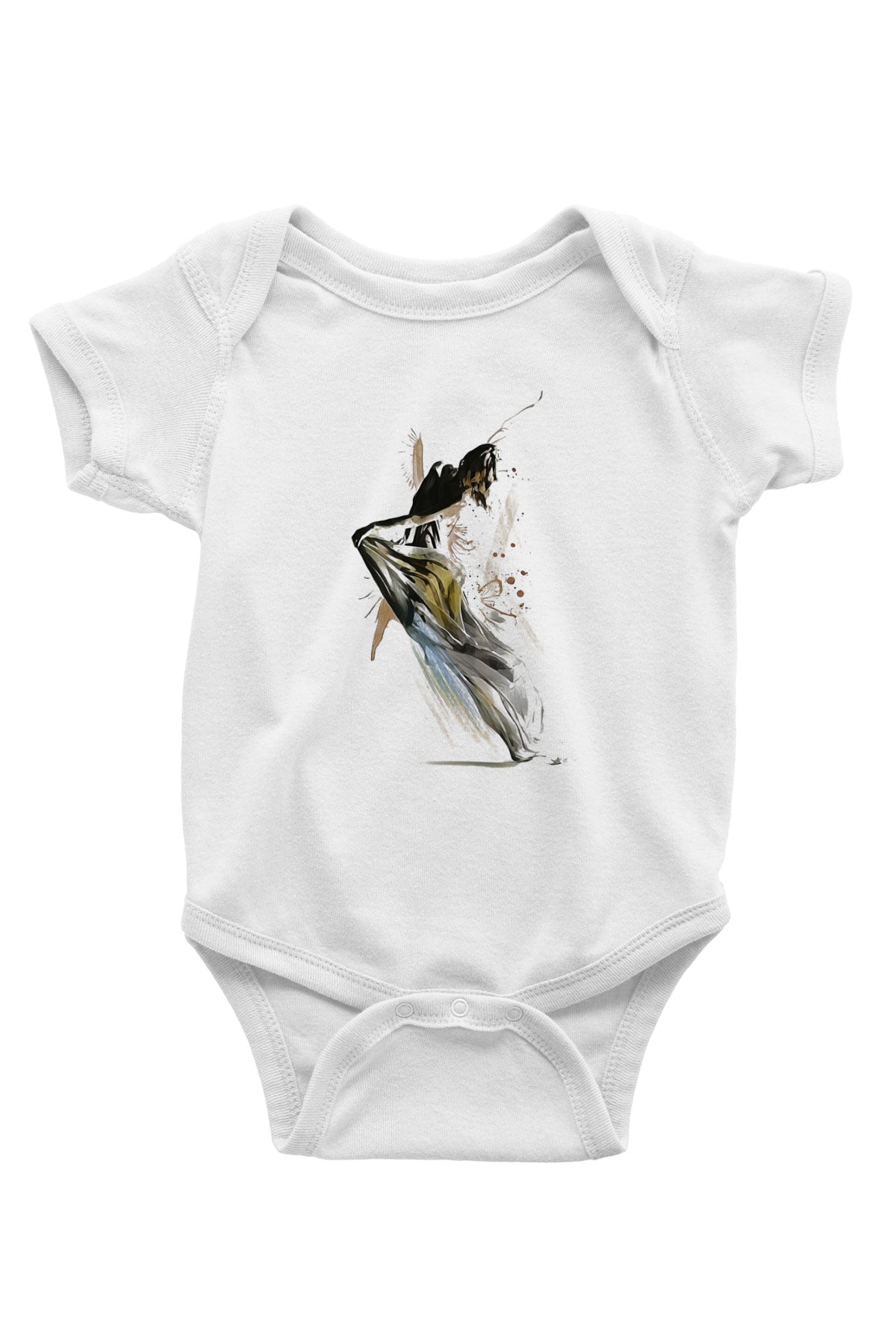 Modern Dans Baskılı Beyaz Unisex Bebek Body - Zıbın