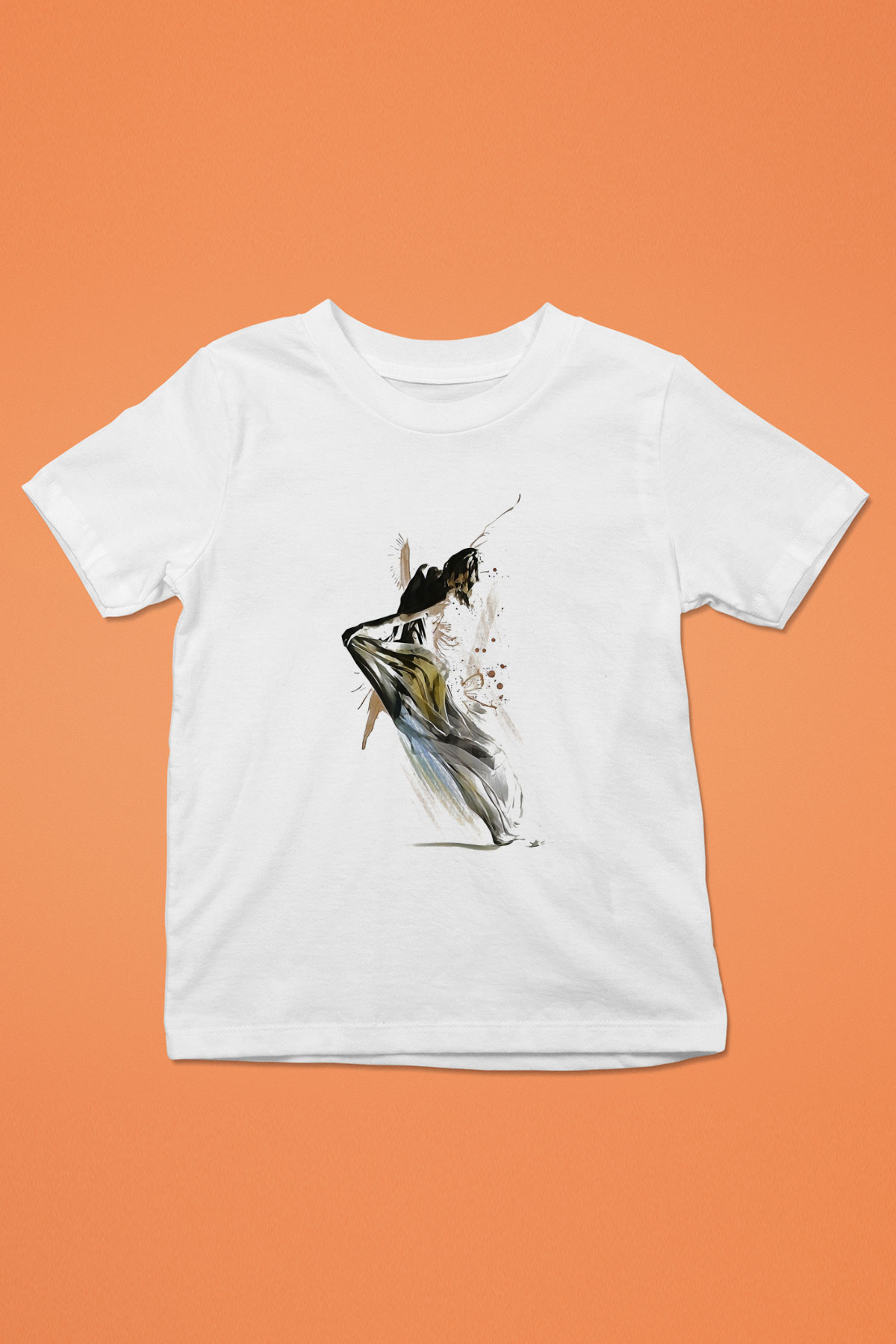 Modern Dans Baskılı Beyaz Unisex Çocuk Tişört