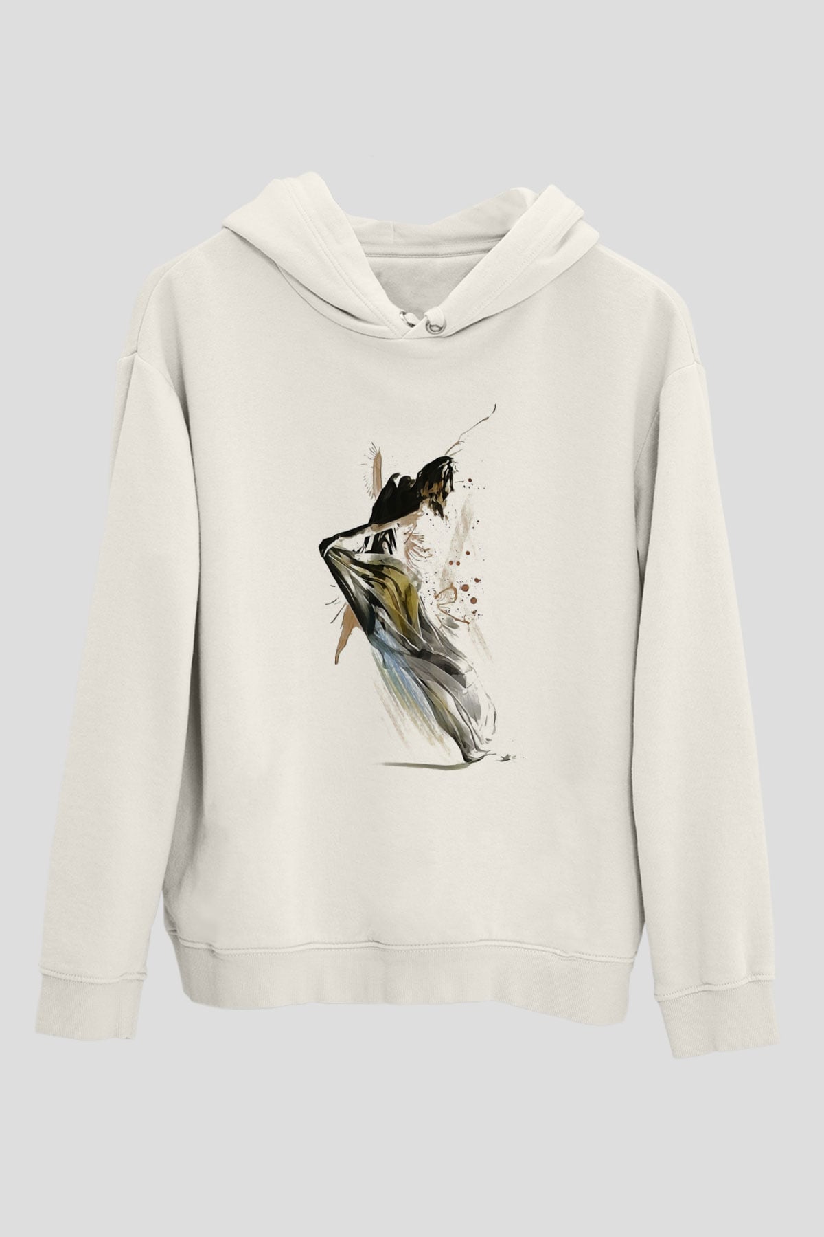 Modern Dans Beyaz Unisex Kapşonlu Sweatshirt