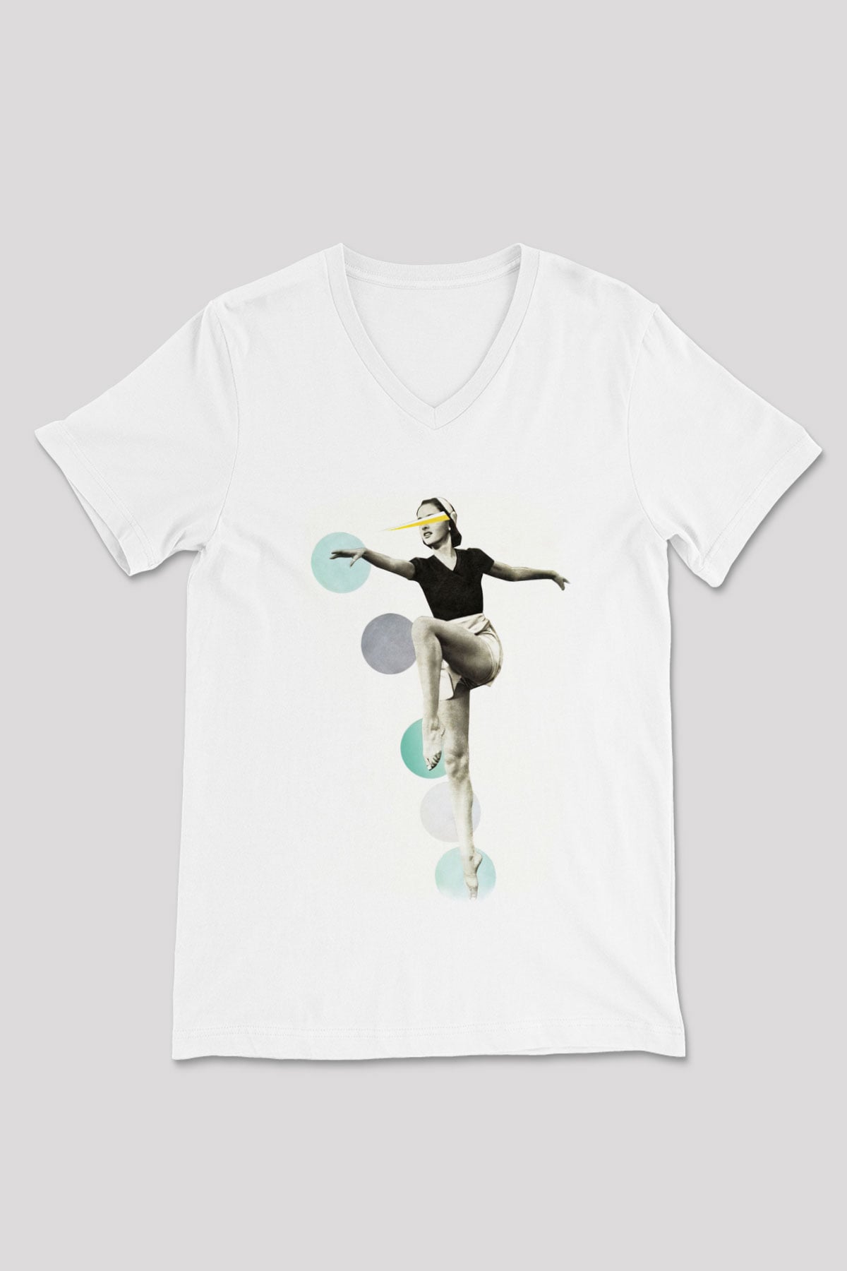 Modern Dans Beyaz Unisex V Yaka Tişört