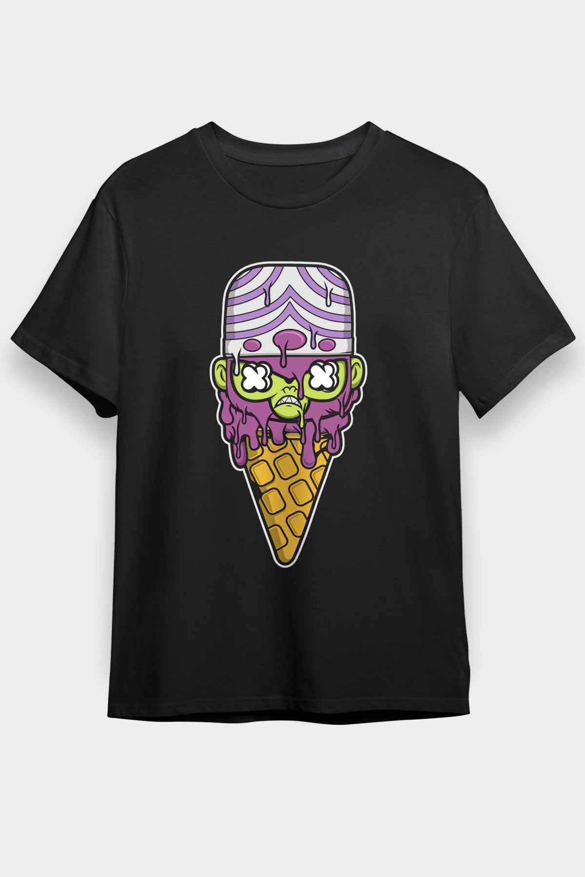Mojo Jo Ice Cream Baskılı Siyah Unisex Tişört