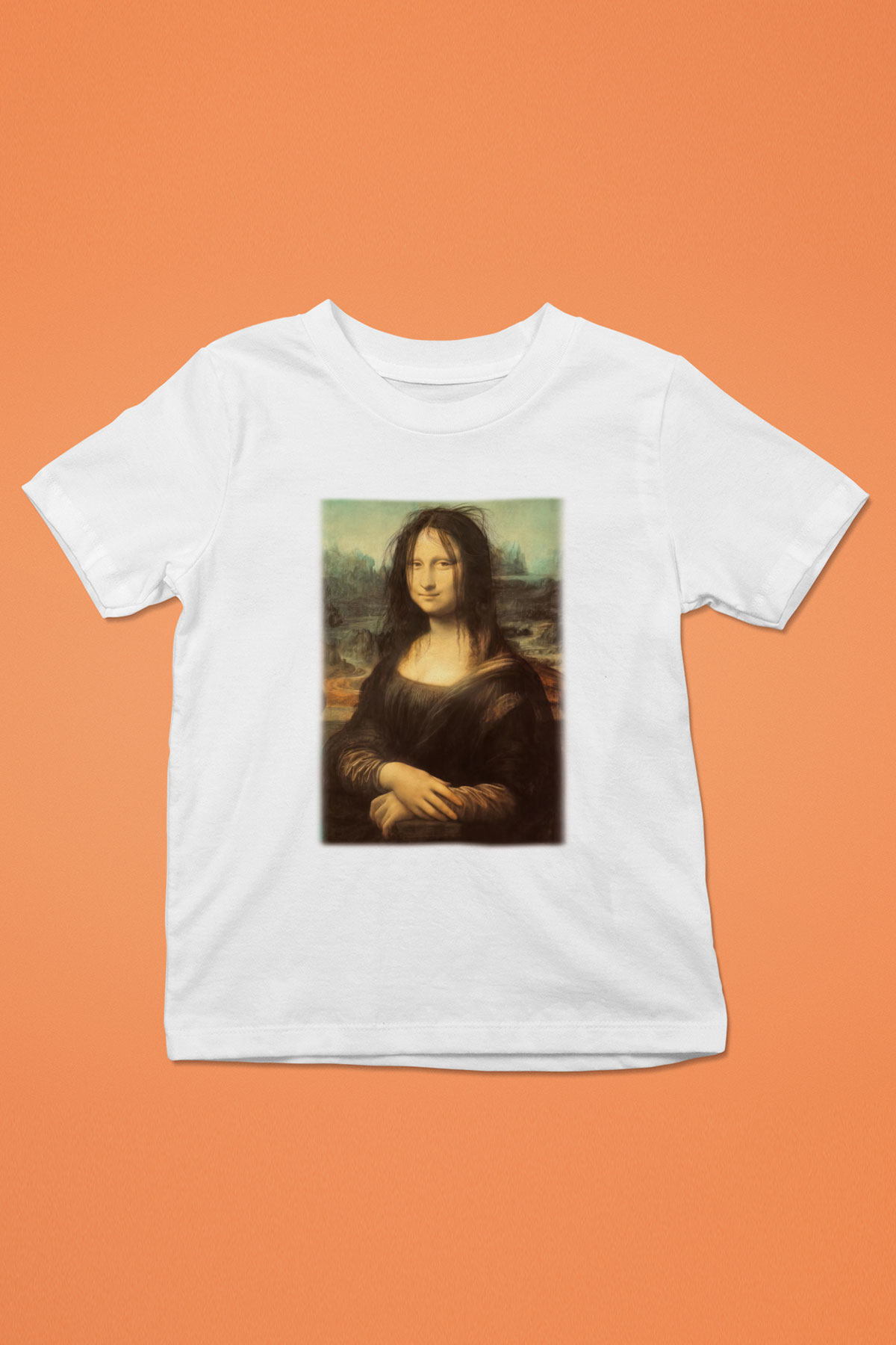 Mona Lisa Baskılı Beyaz Unisex Çocuk Tişört