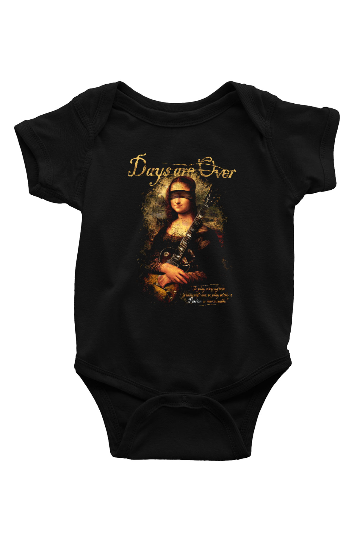 Mona Lisa Baskılı Siyah Bebek Body - Zıbın