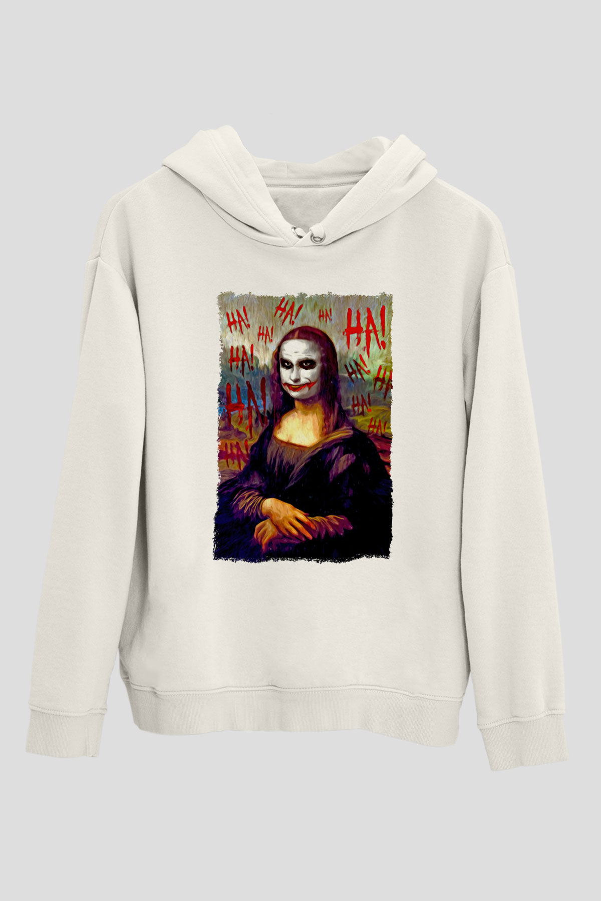 Mona Lisa Beyaz Unisex Kapüşonlu Sweatshirt