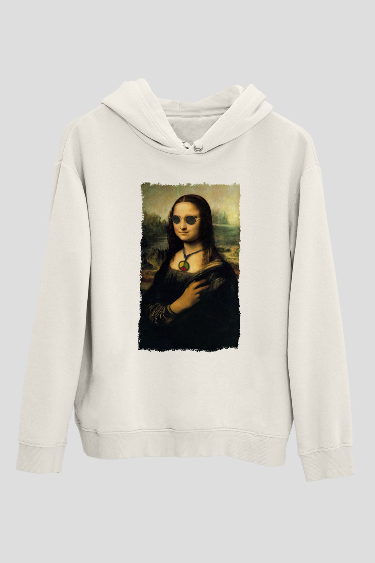Mona Lisa Beyaz Unisex Kapüşonlu Sweatshirt