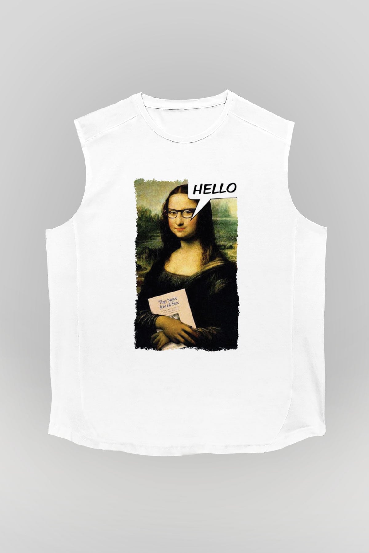 Mona Lisa Beyaz Unisex Kolsuz Tişört